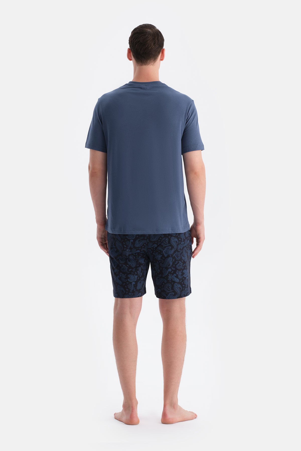 Lacivert Patlı Kısa Kollu Tişört Şort Takım
