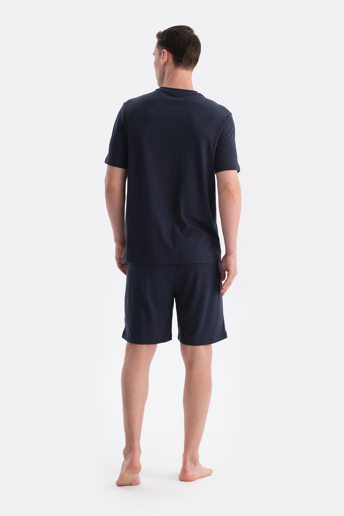 Lacivert Pat Ve Cep Detaylı Tişört Şort Takım