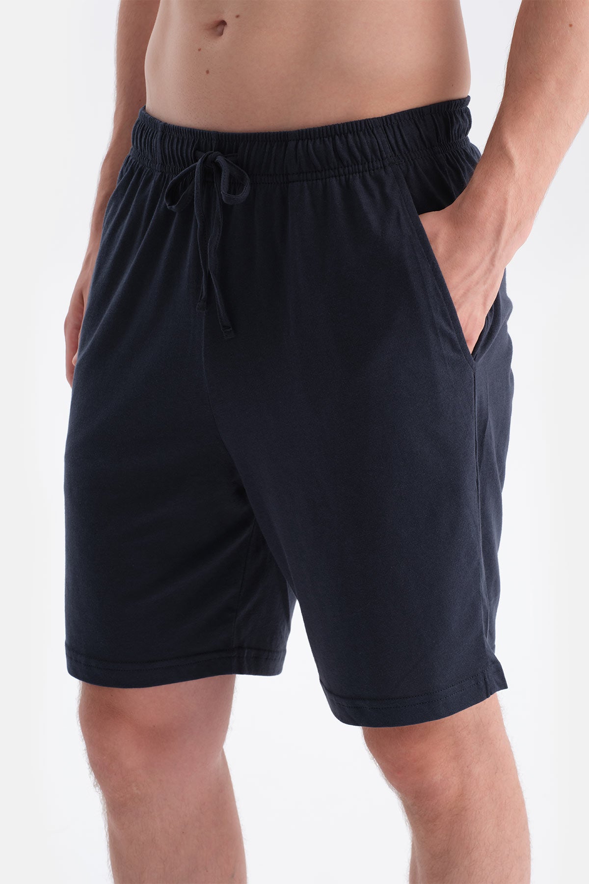 Lacivert Pat Ve Cep Detaylı Tişört Şort Takım