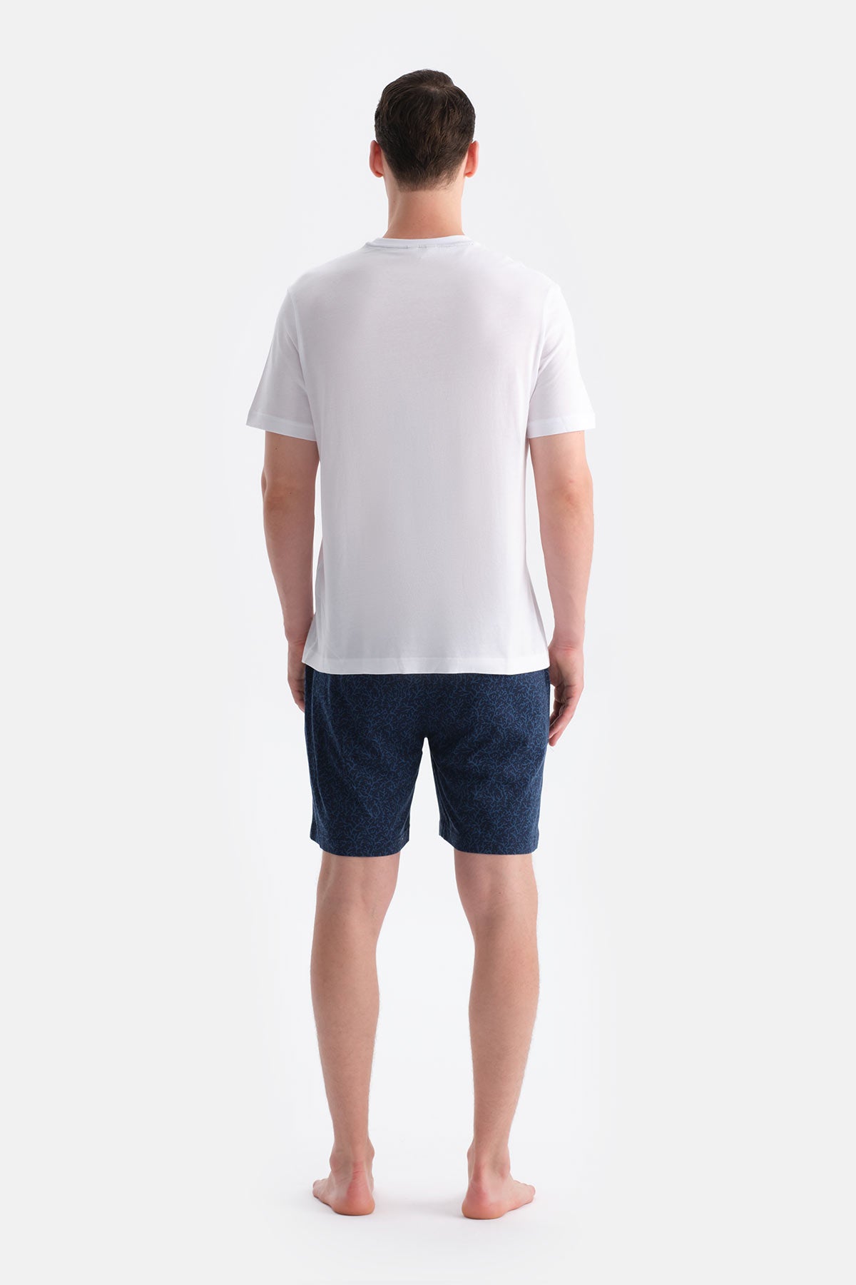 Beyaz Baskı Detaylı Tişört Şort Takım