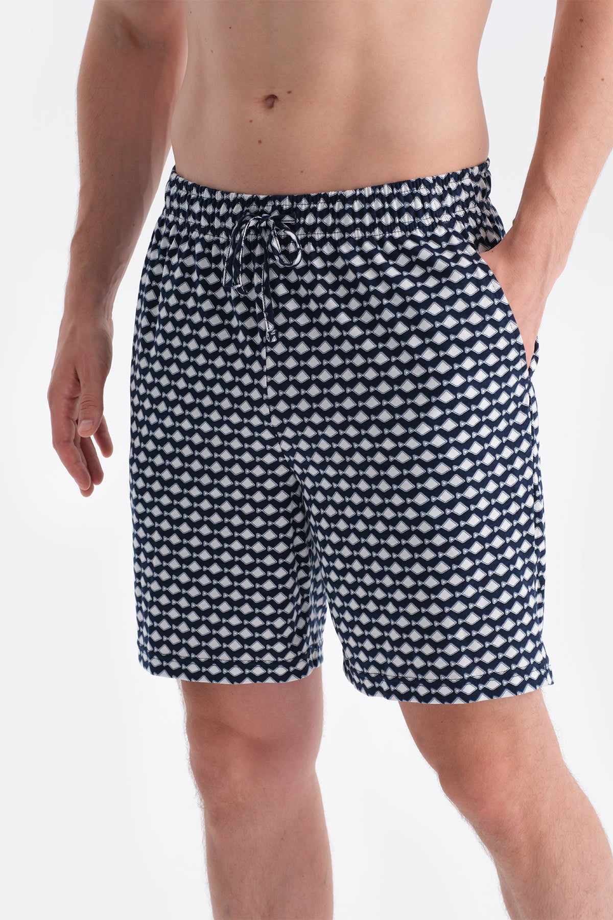 Lacivert Baskı Detaylı Tişört Şort Takım