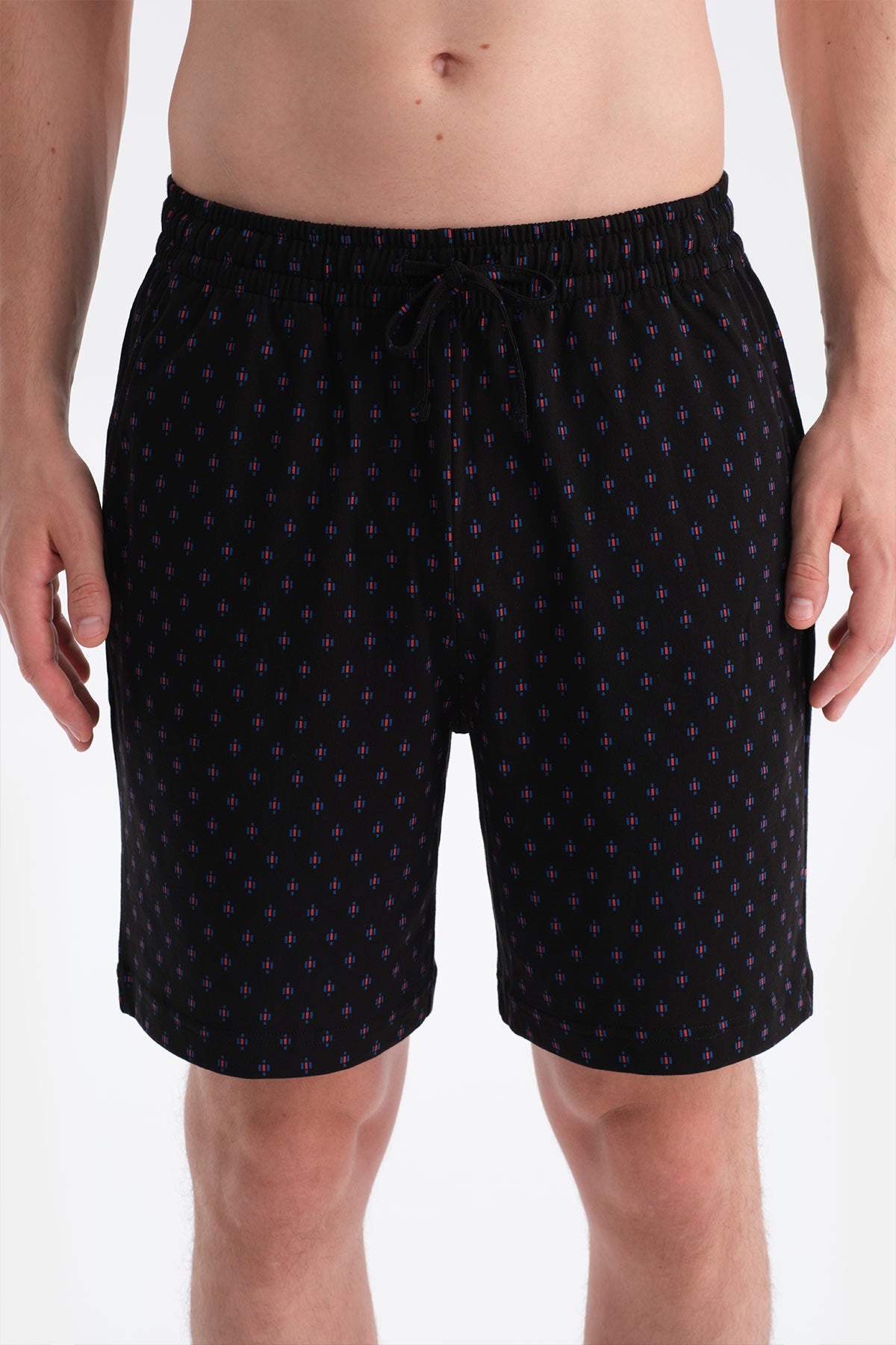 Siyah Pat Ve Cep Detaylı Tişört Şort Takım