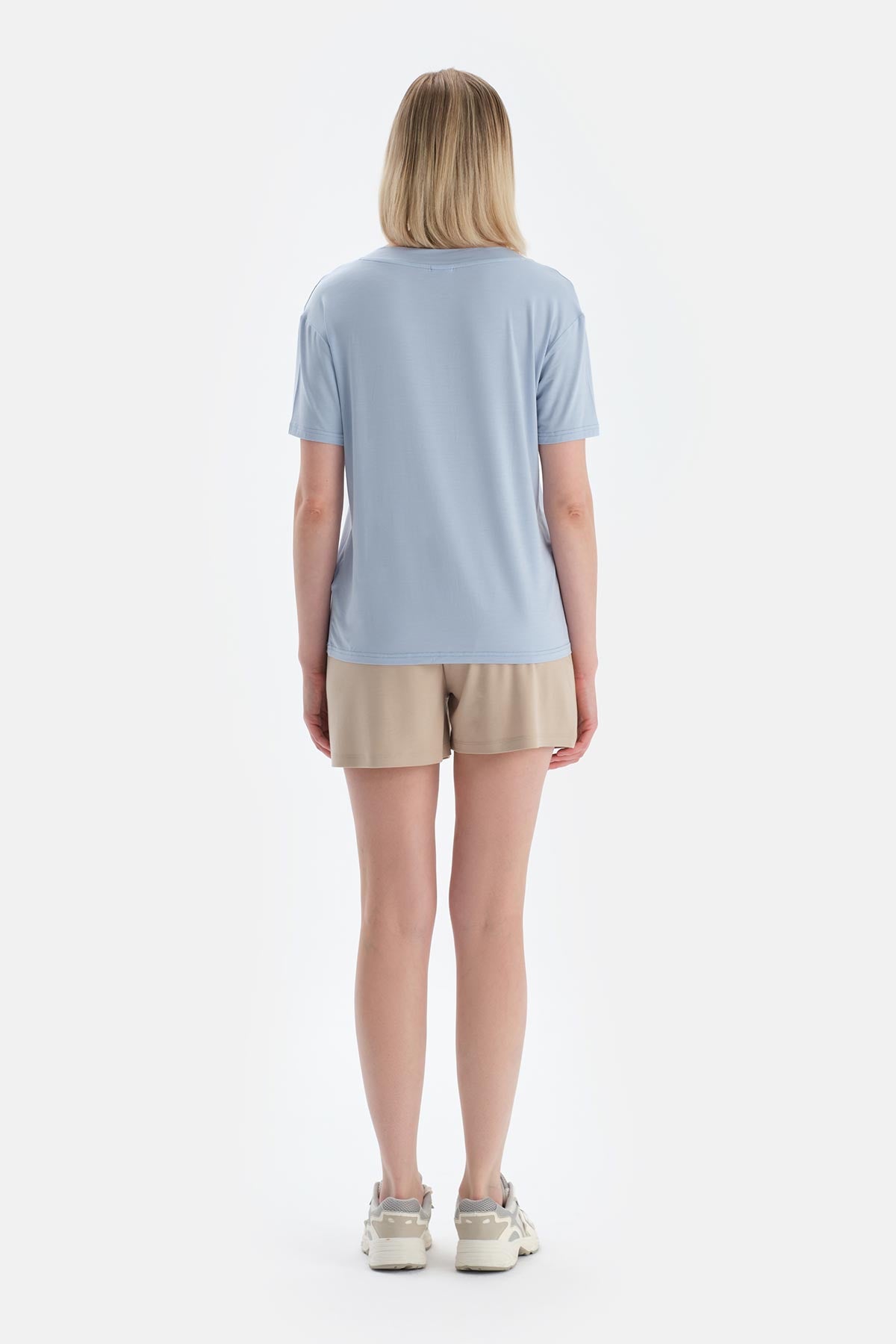 Buz Mavisi Cool Touch V Yaka Modal Tişört