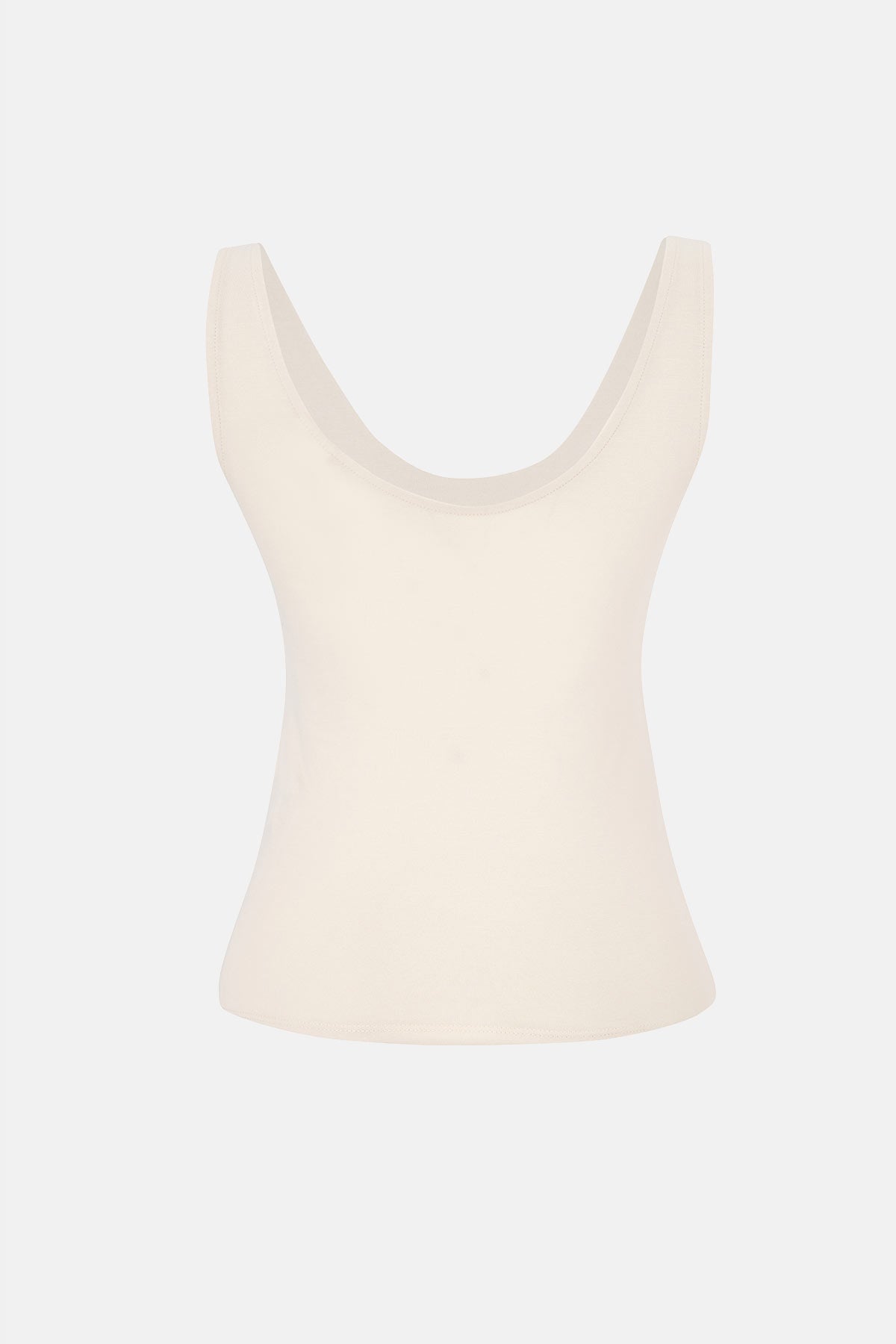 Ekru V Yaka Kalın Askılı Atlet