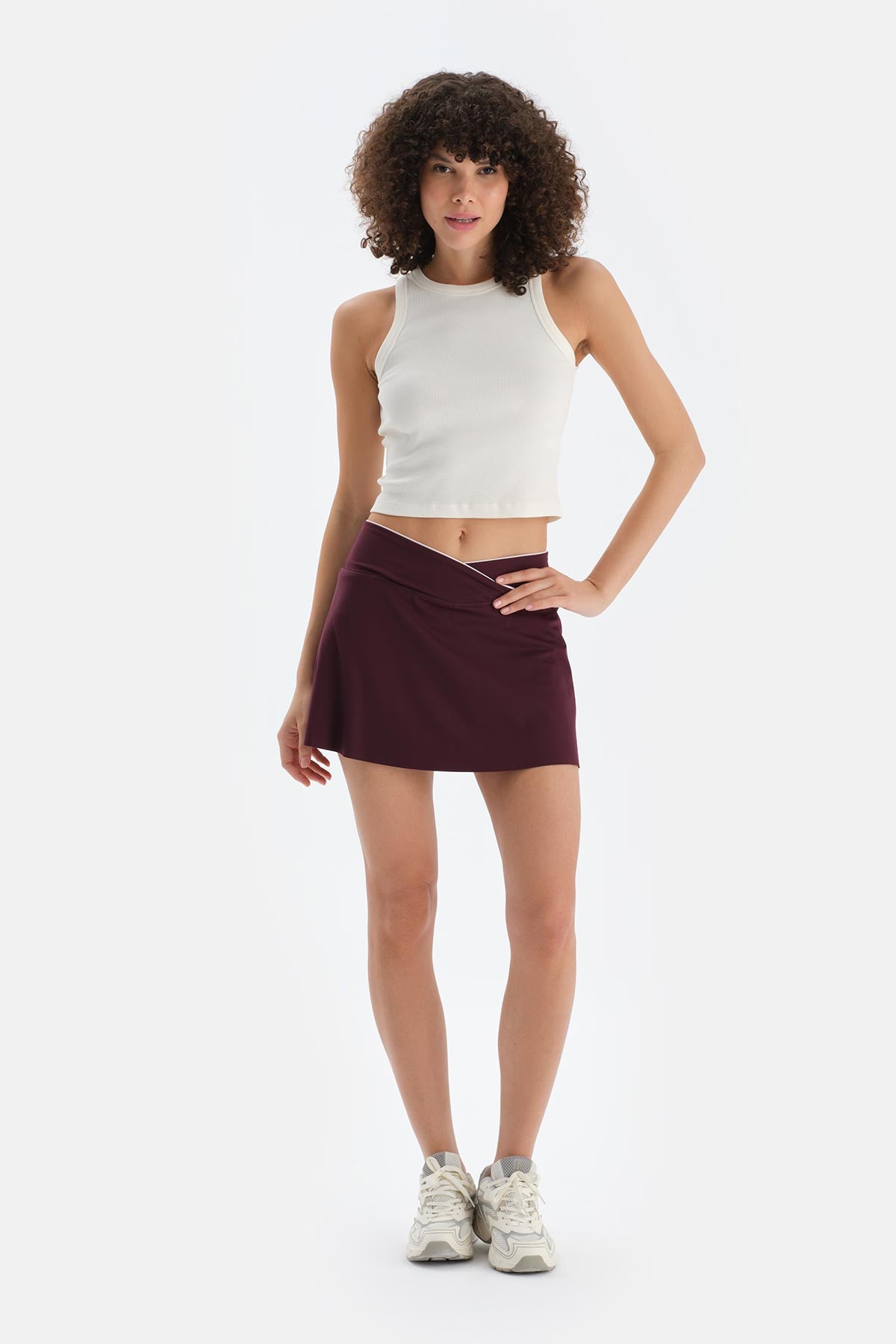 Mürdüm Kadın Bel Biyeli Şort Etek