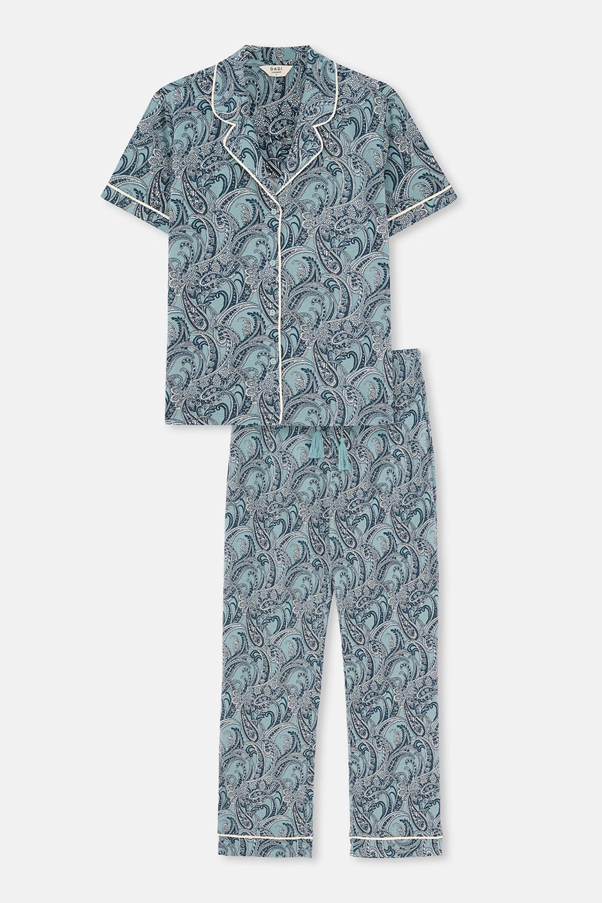 Ada Çayı Şal Desenli Gömlek Pantolon Pijama Takımı