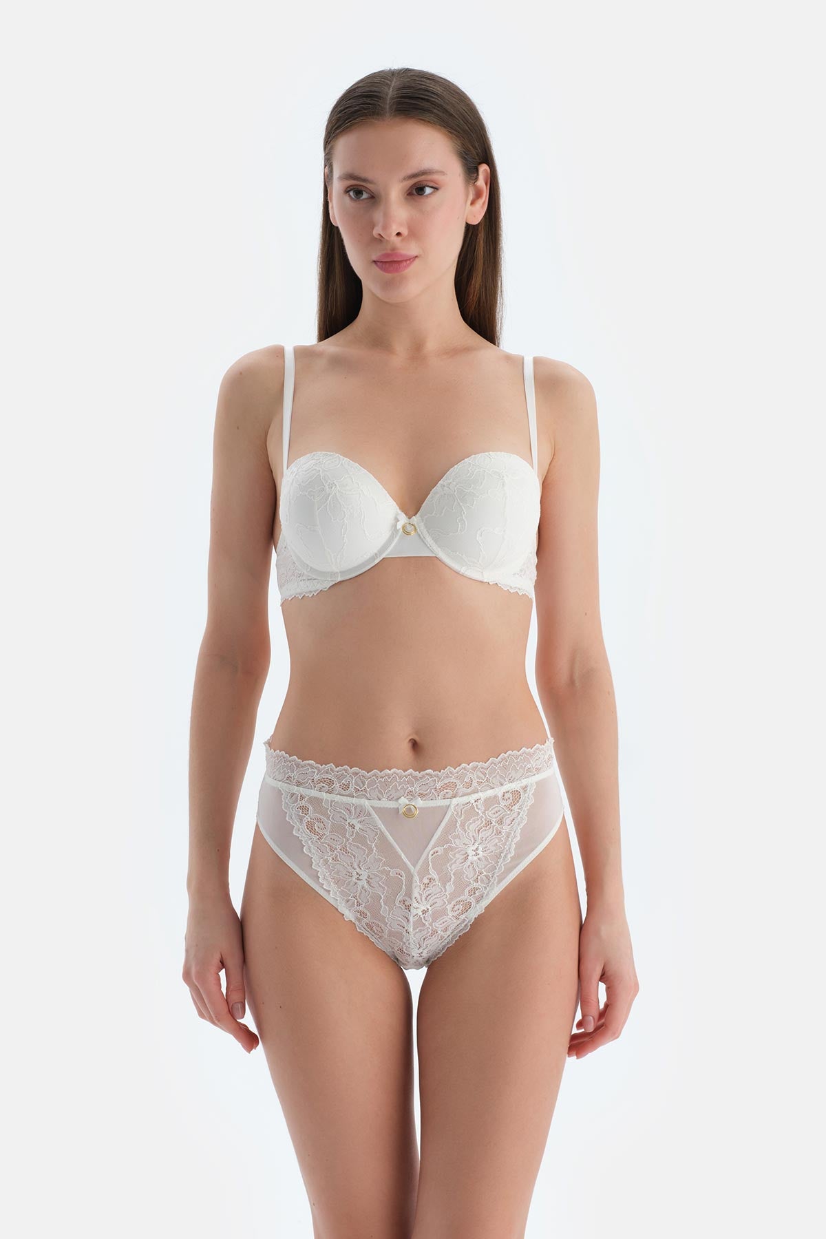 White TULLE DETAILED BODYSUIT