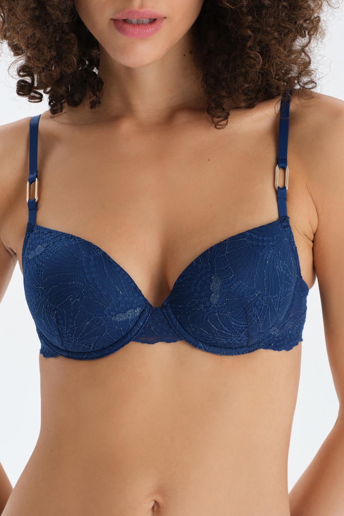 Navy TULLE DETAILED BODYSUIT