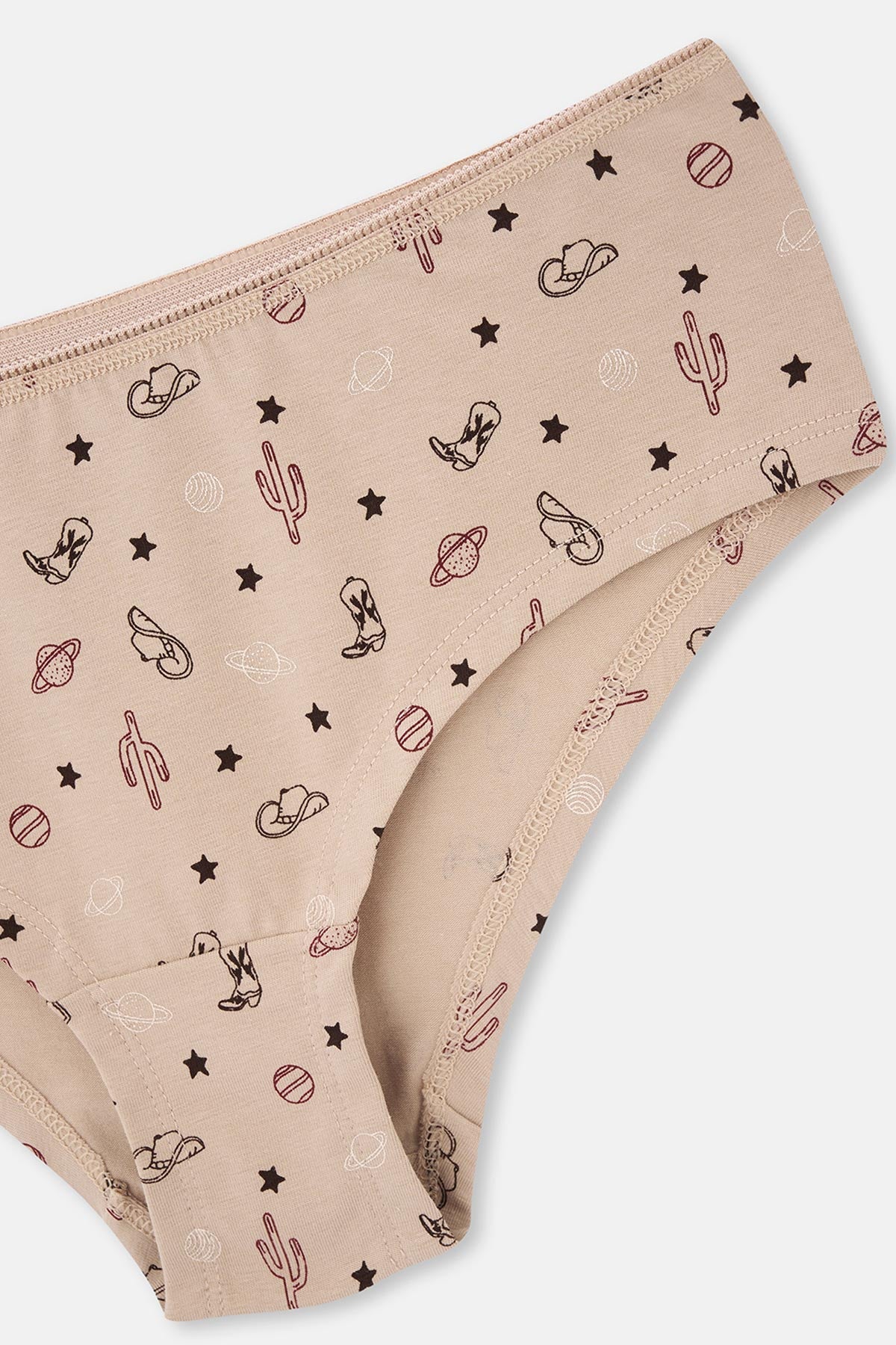 Bordo-Koyu Kahverengi rengi Kadın 3'lü Desenli Hipster Külot