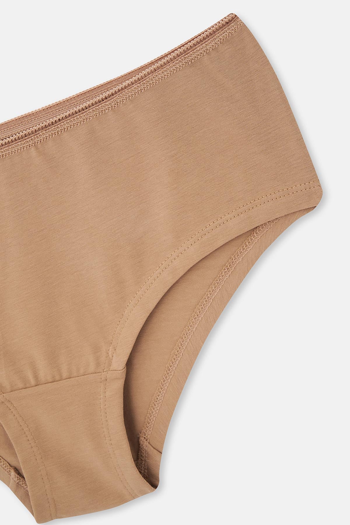 Kahverengi-Somon Kadın 3'lü Düz Hıpster Külot