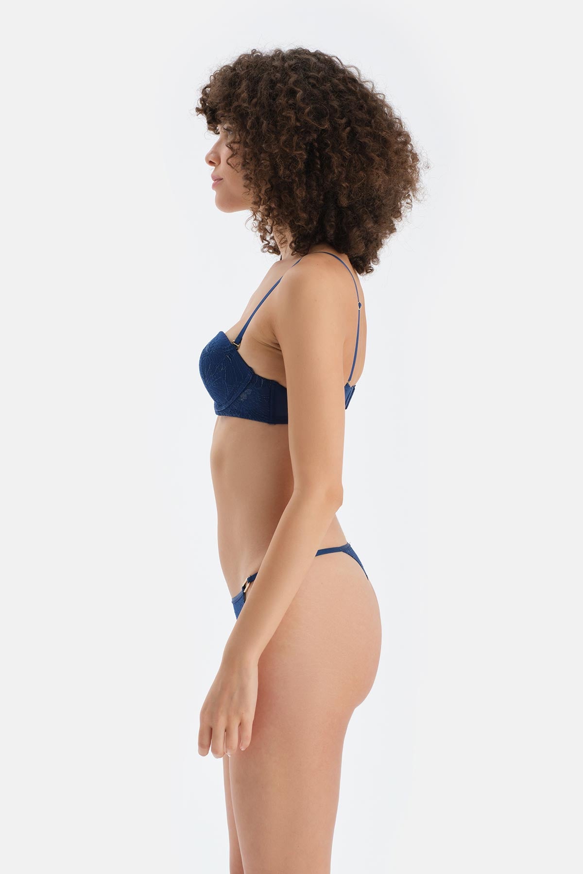 Navy TULLE DETAILED BODYSUIT