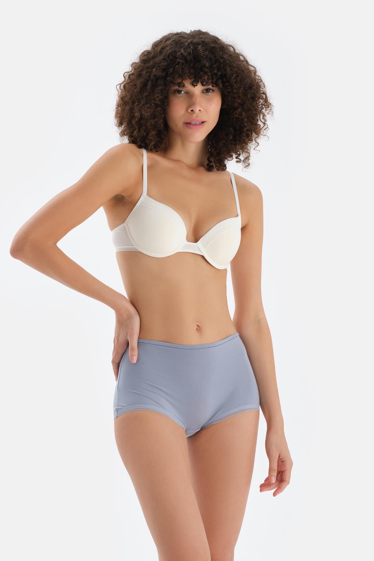 Buz Mavisi Dantel Detaylı Boyshort Külot