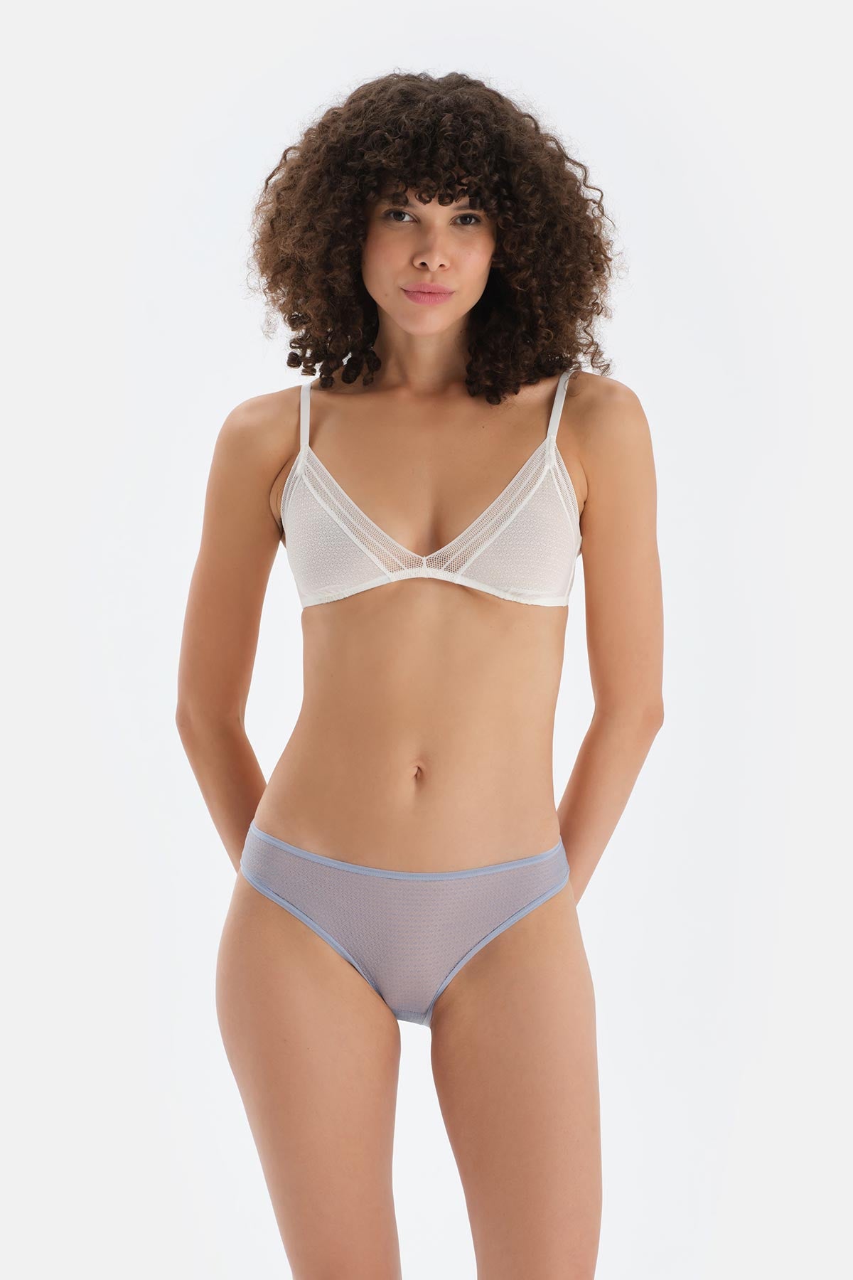 Buz Mavisi Dantelli Brief Külot