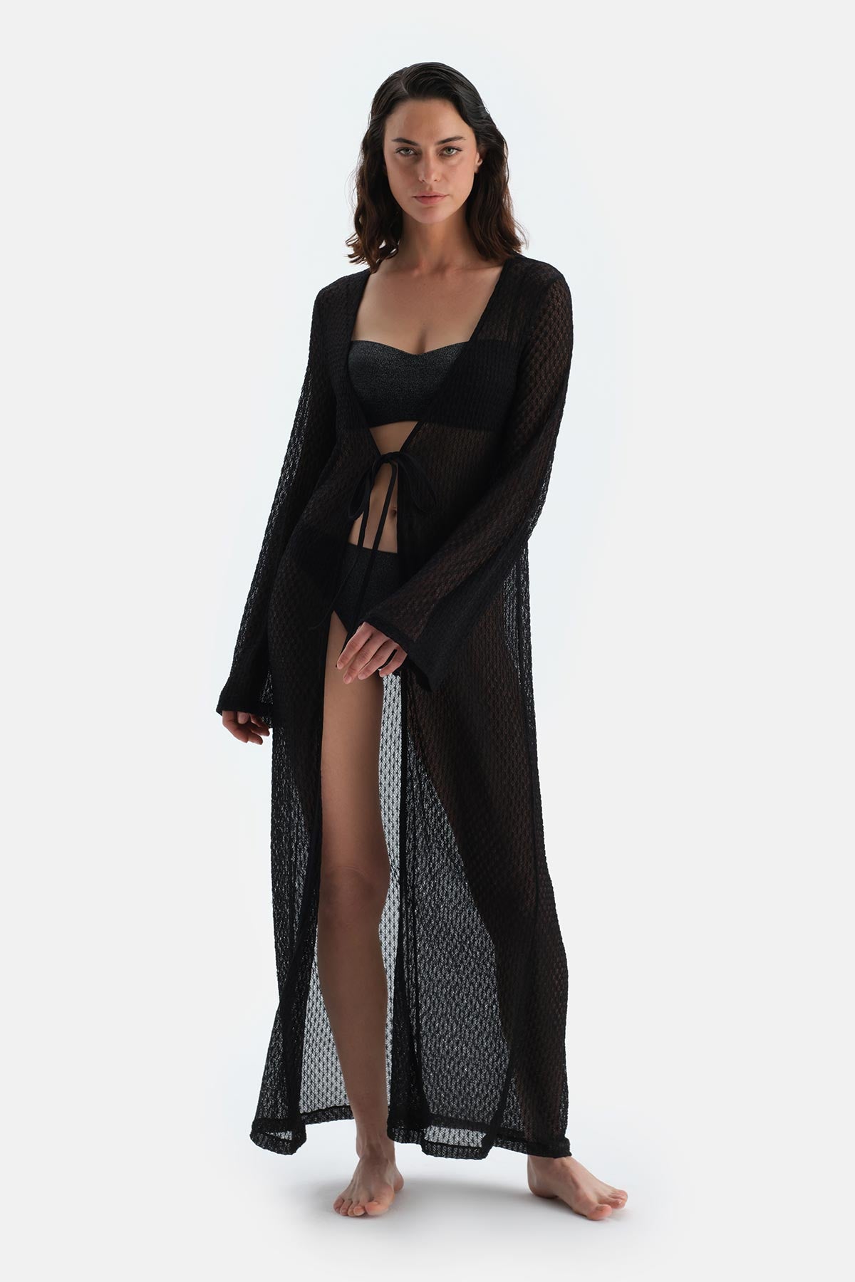 Siyah Uzun Kimono