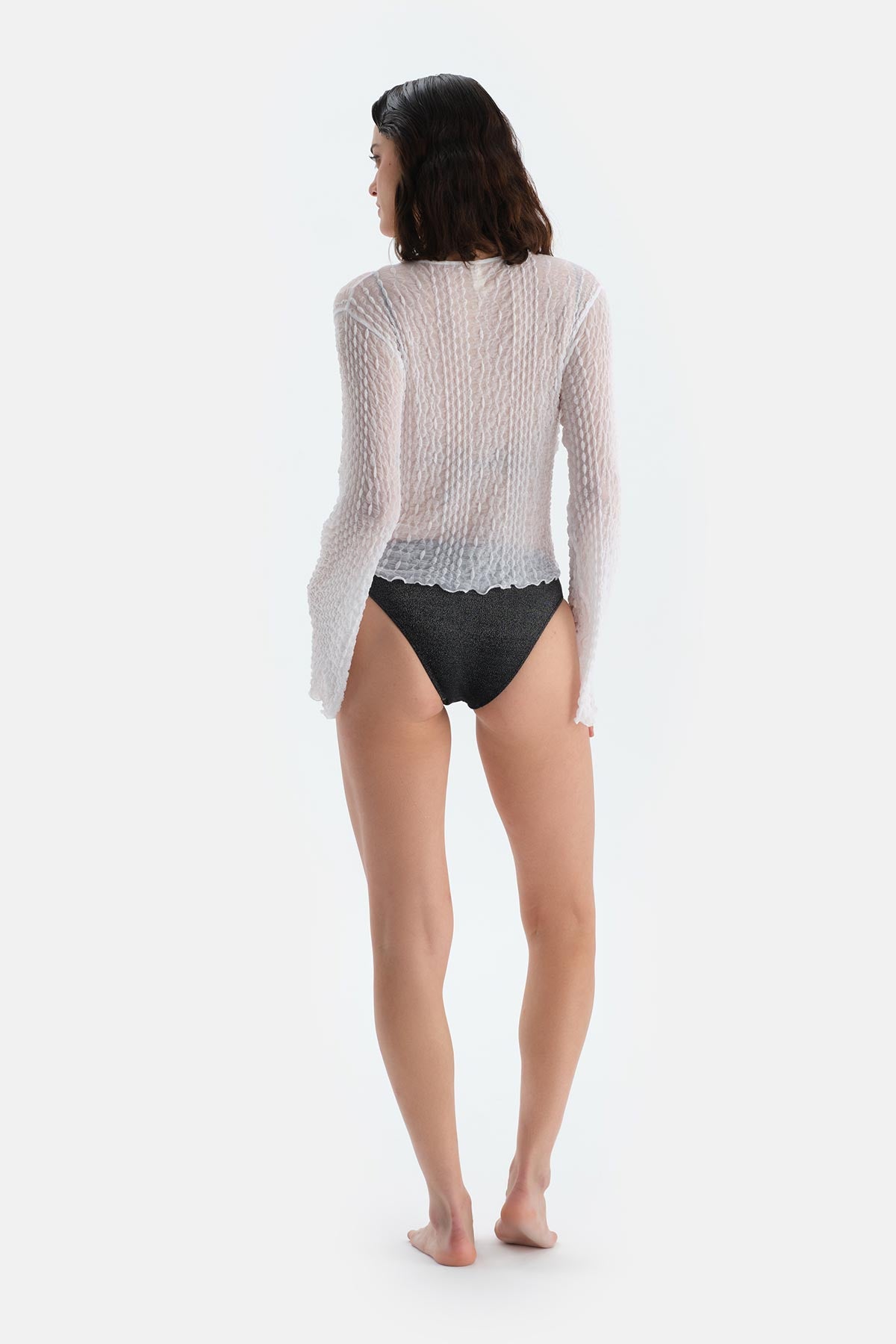 Ekru Önden Bağlamalı Kısa Gömlek