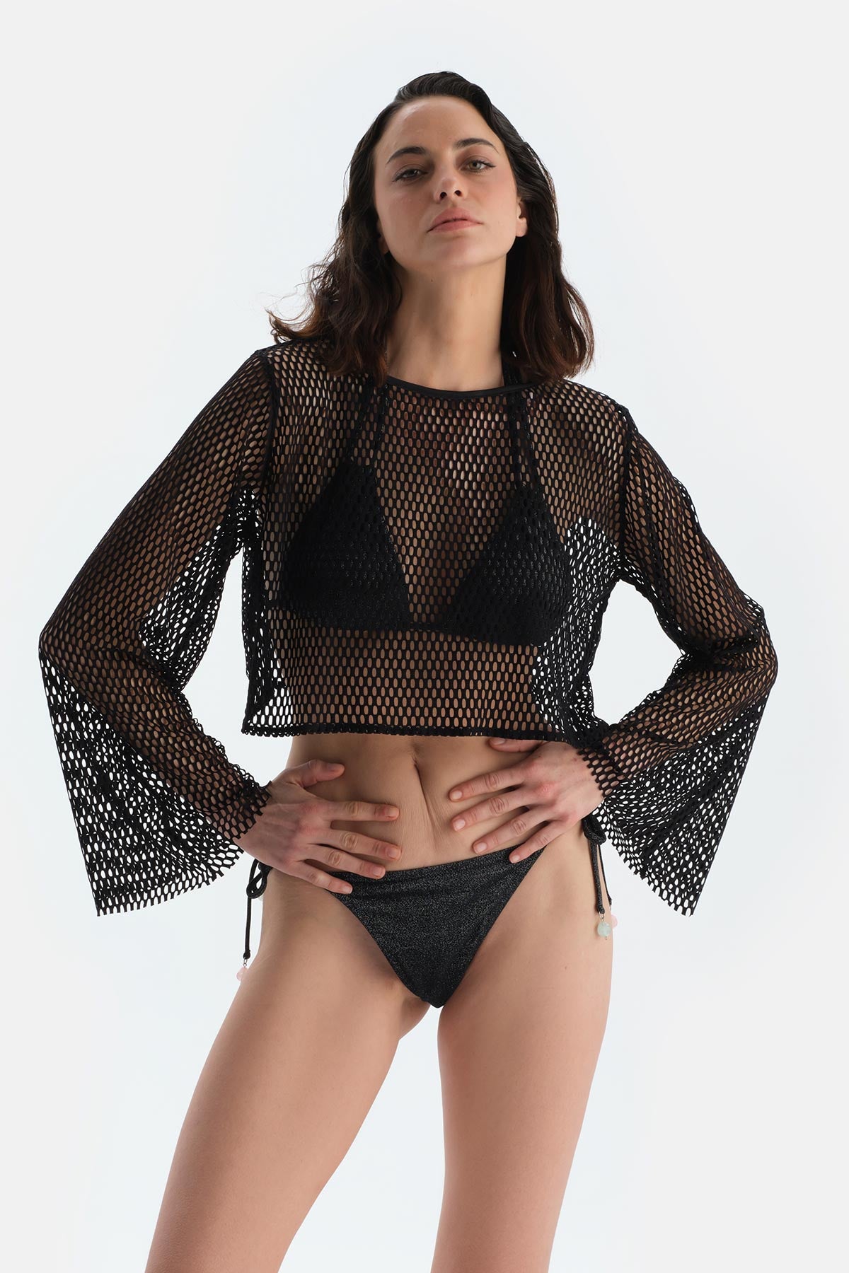 Siyah File Uzun Kol Üst