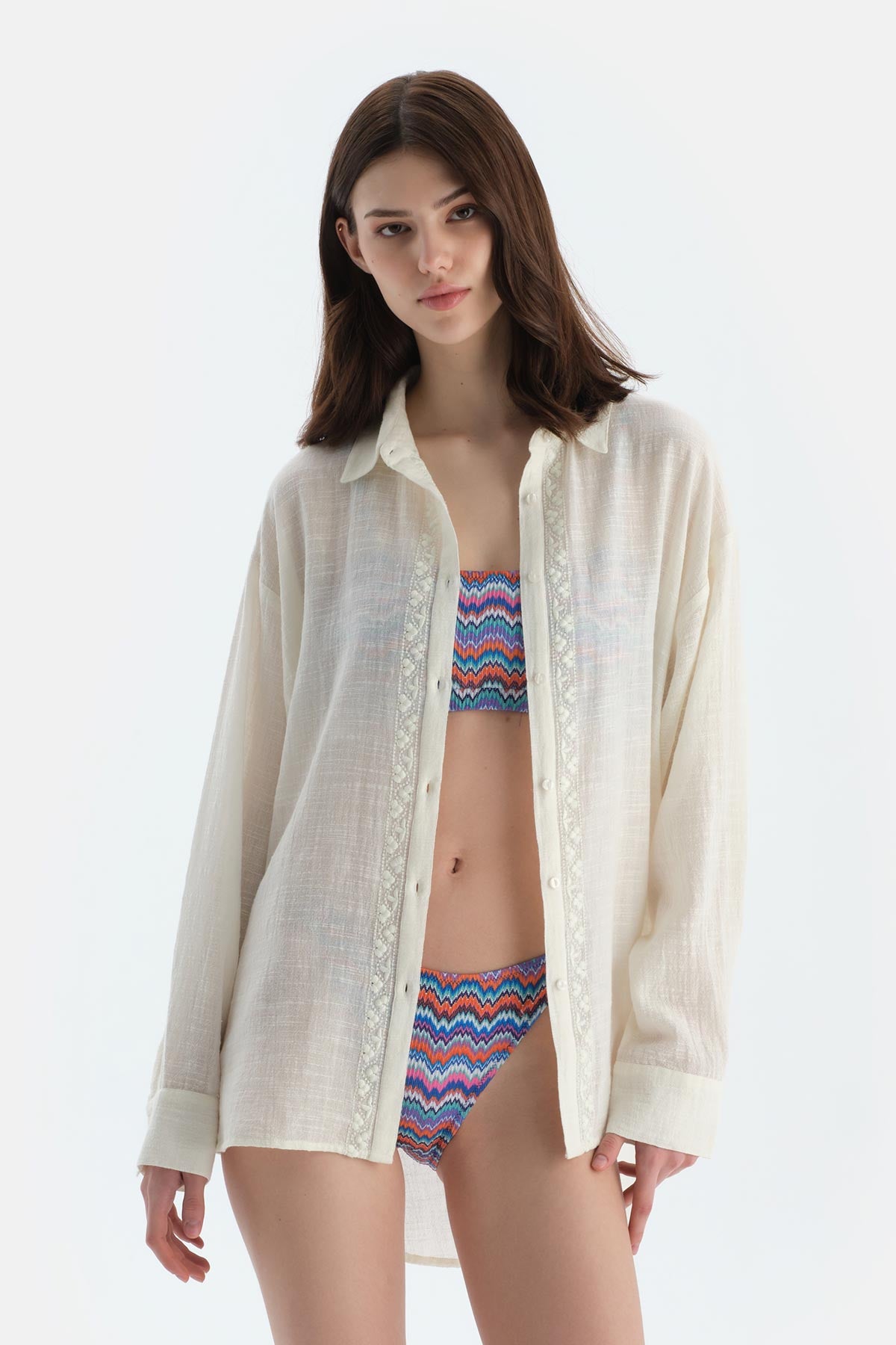 Ekru Uzun Kol Gömlek