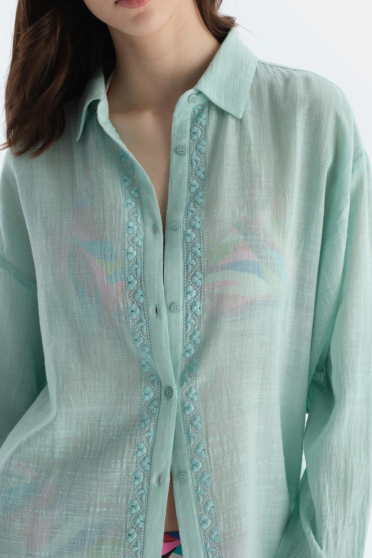 Mint Yeşili Uzun Kol Gömlek