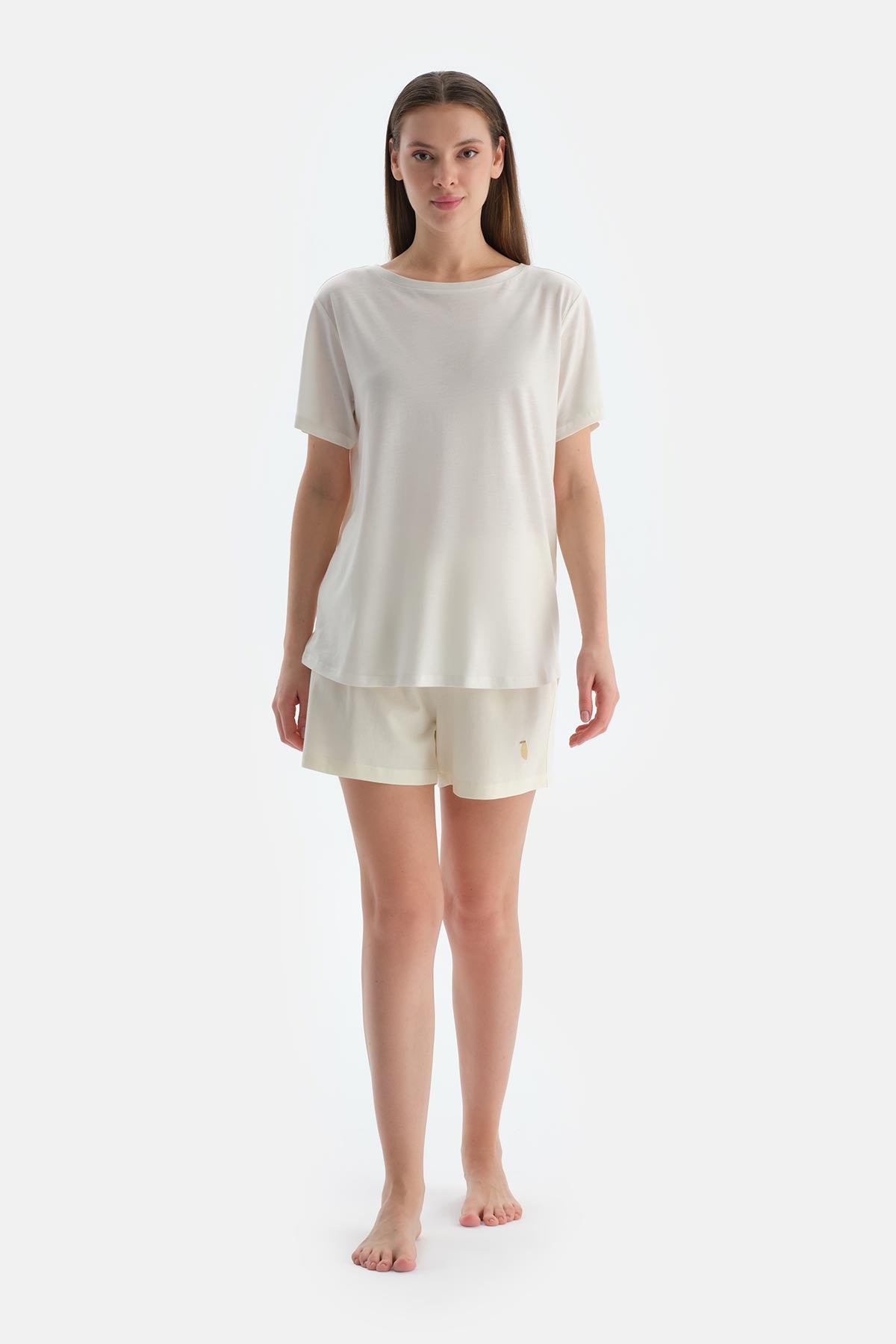 Gri Melanj-Sarı Penye Modal Ikili Şort