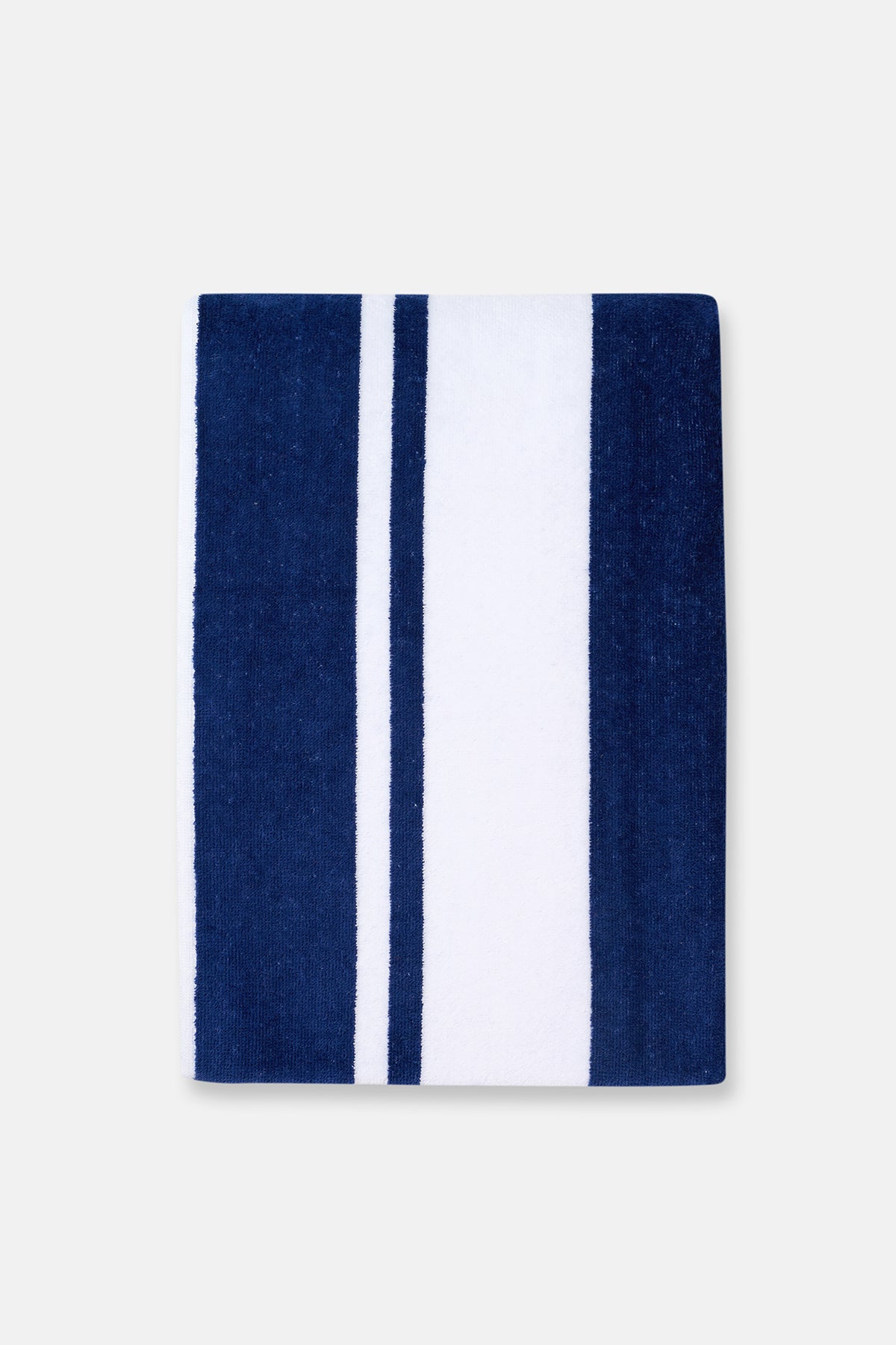 Lacivert Boyuna Çizgi Desenli Kadife Havlu 80X150