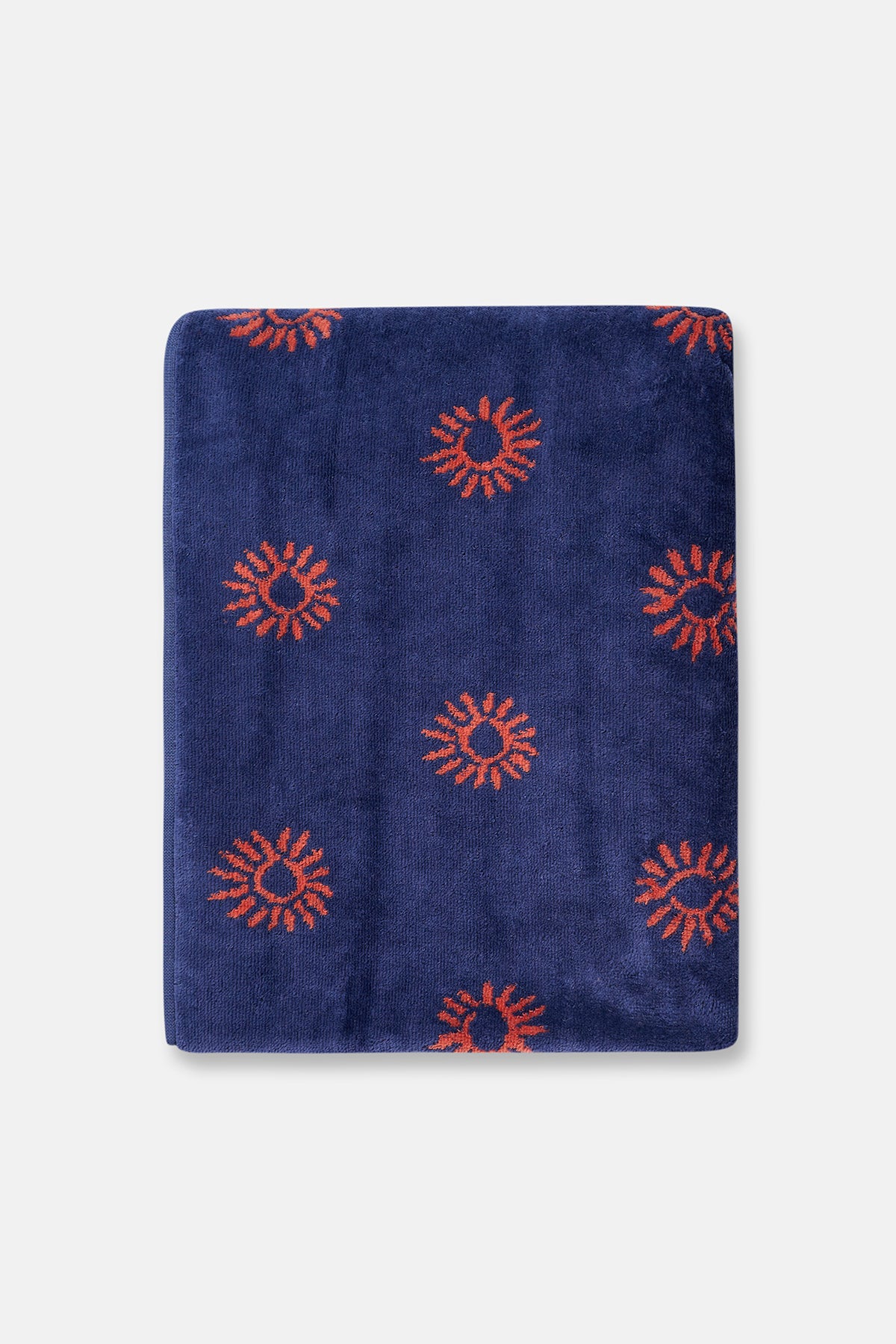 Lacivert Güneş Desenli Kadife Plaj Havlusu 90X150