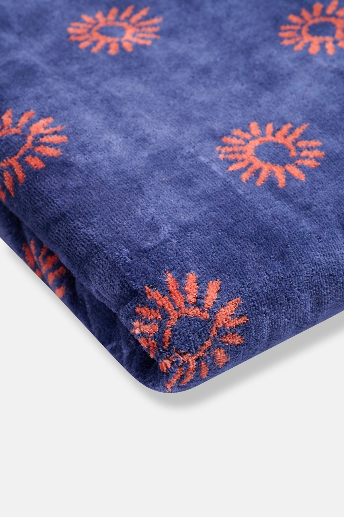 Lacivert Güneş Desenli Kadife Plaj Havlusu 90X150