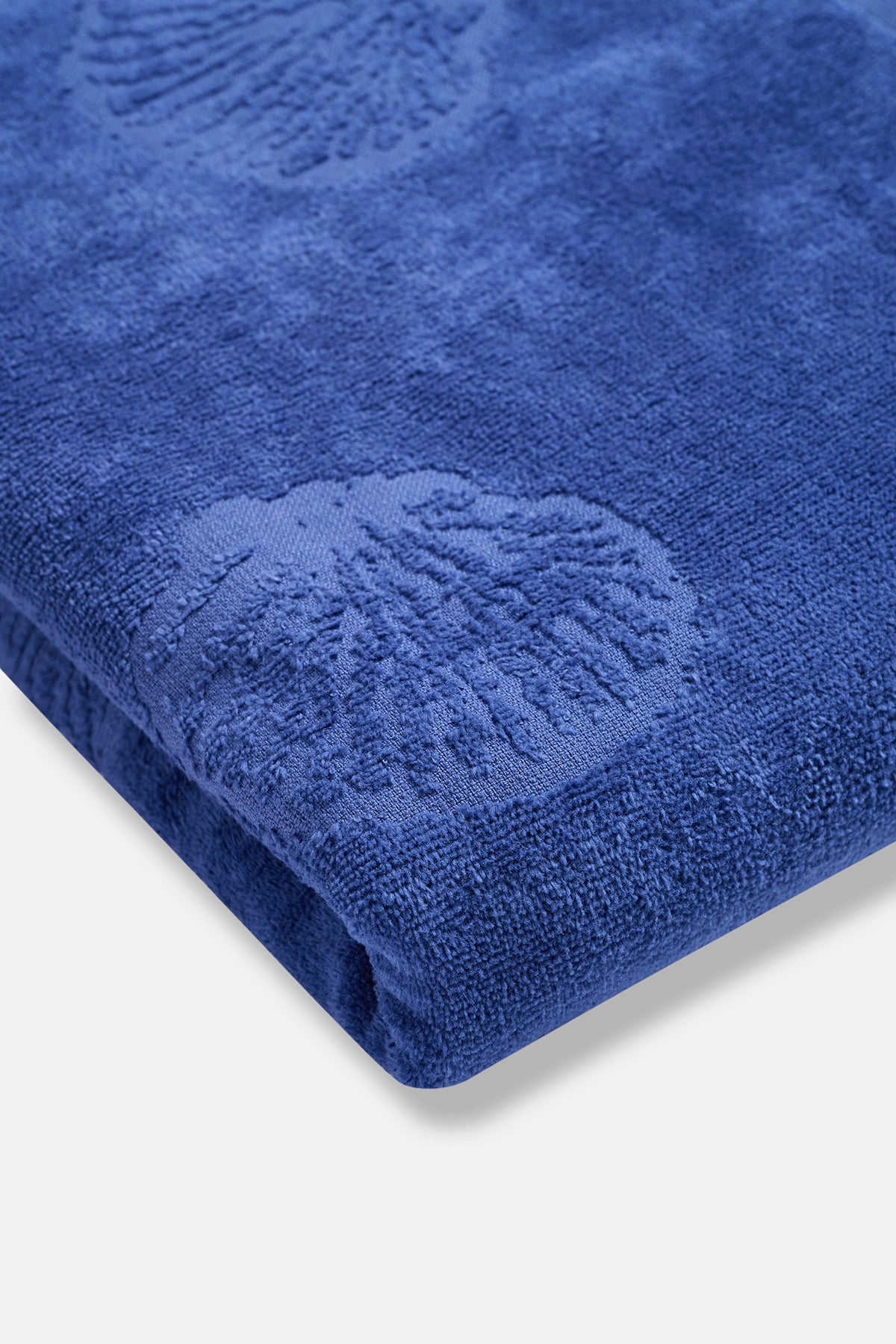 Lacivert Deniz Kabuğu Desenli Kadife Plaj Havlusu 90X150