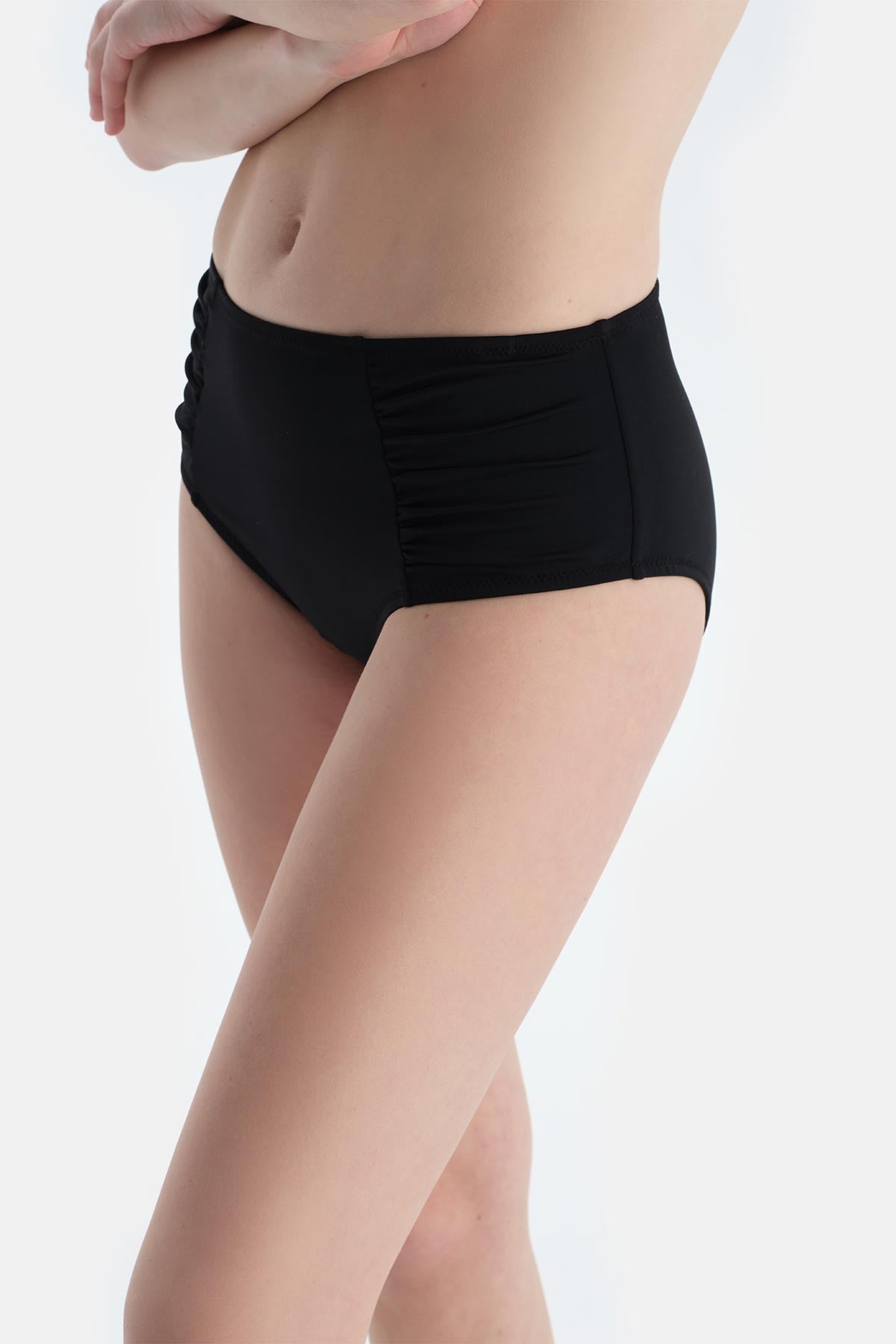 Siyah Yanı Drapeli Yüksek Bel Alt