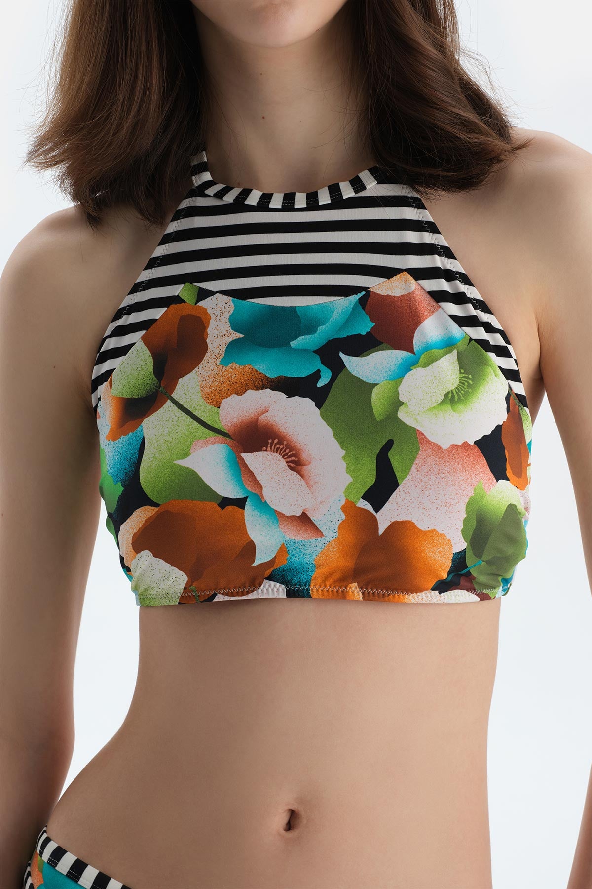 Multicolor Halter Yaka Bikini Üst