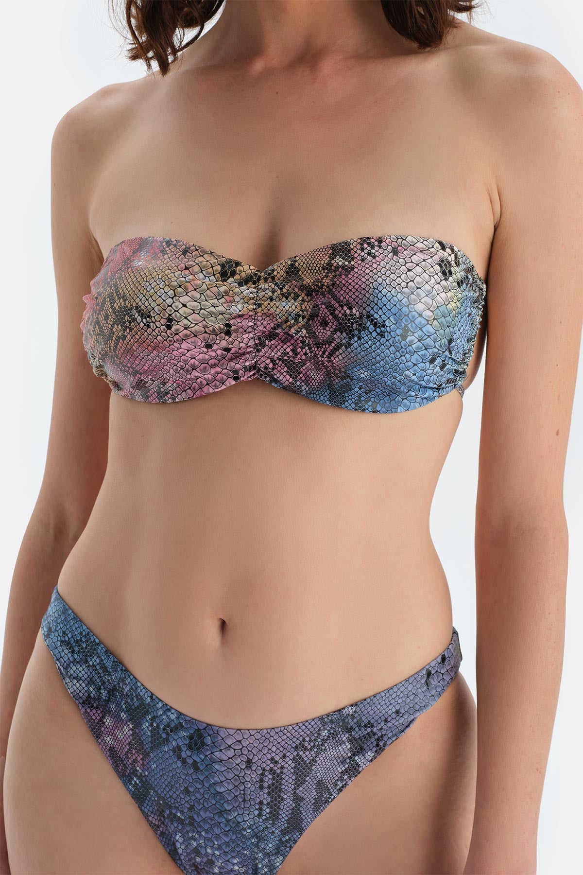 Multicolor Straplez Bikini Üst