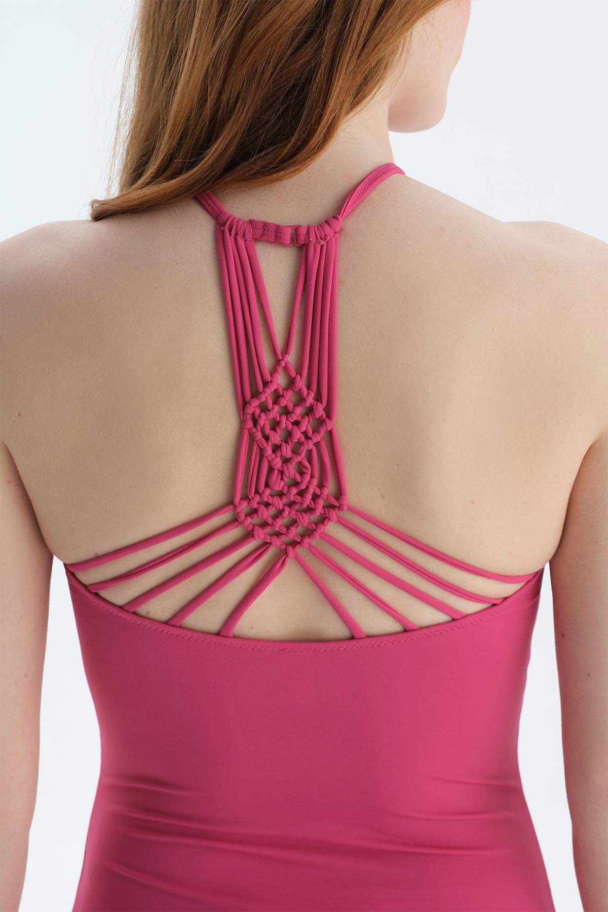 Fuşya Halter Yaka Mayo