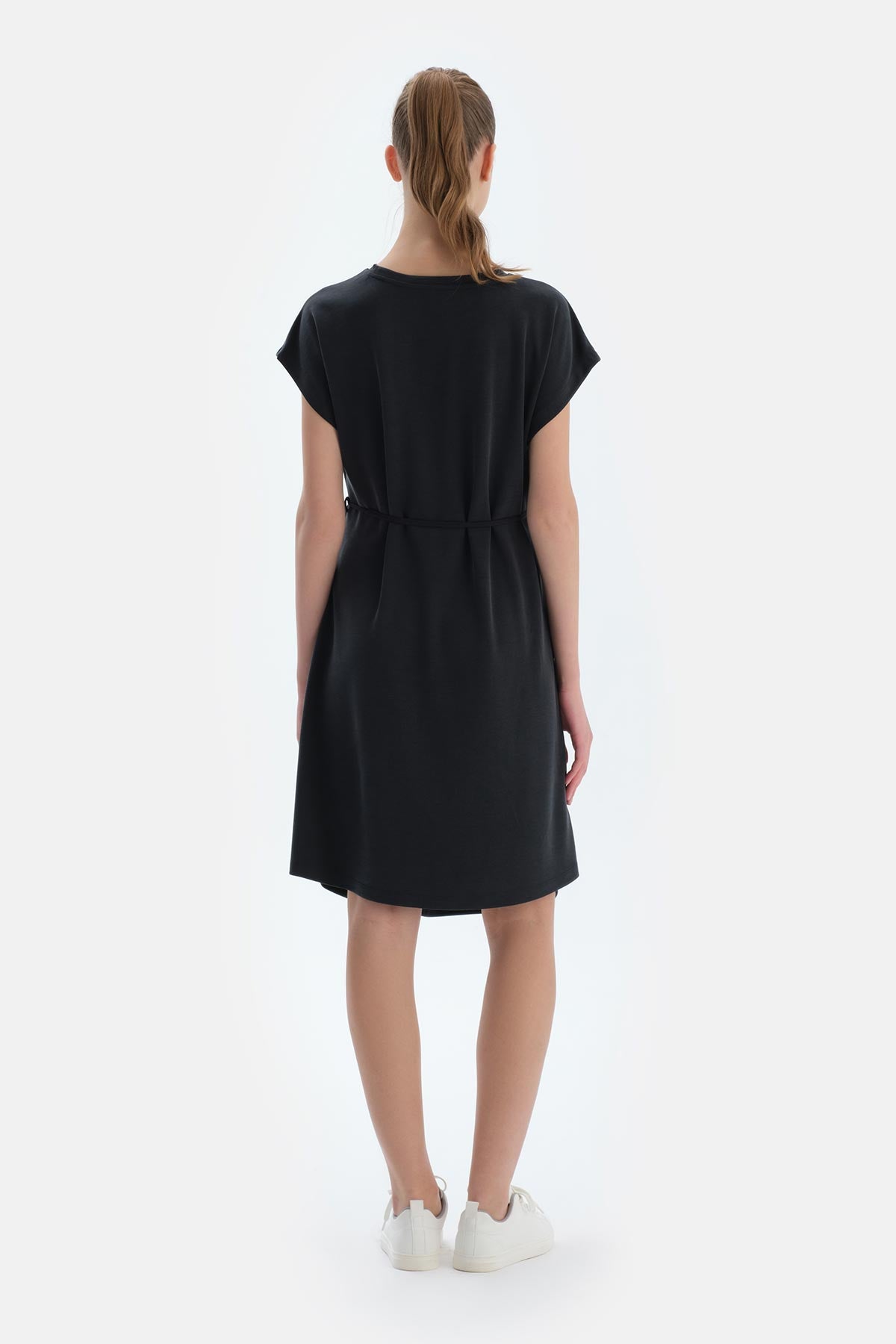 Siyah Düşük Omuzlu Modal Hamile Elbise