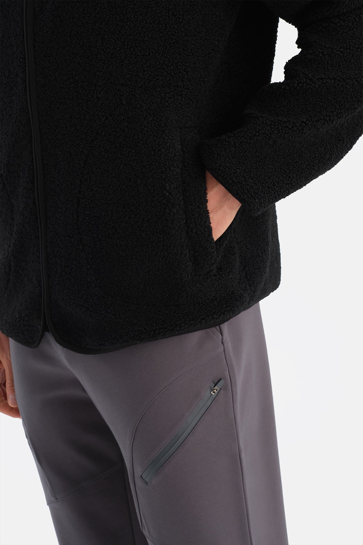 Siyah Erkek Önden Fermuarlı Polar Mont