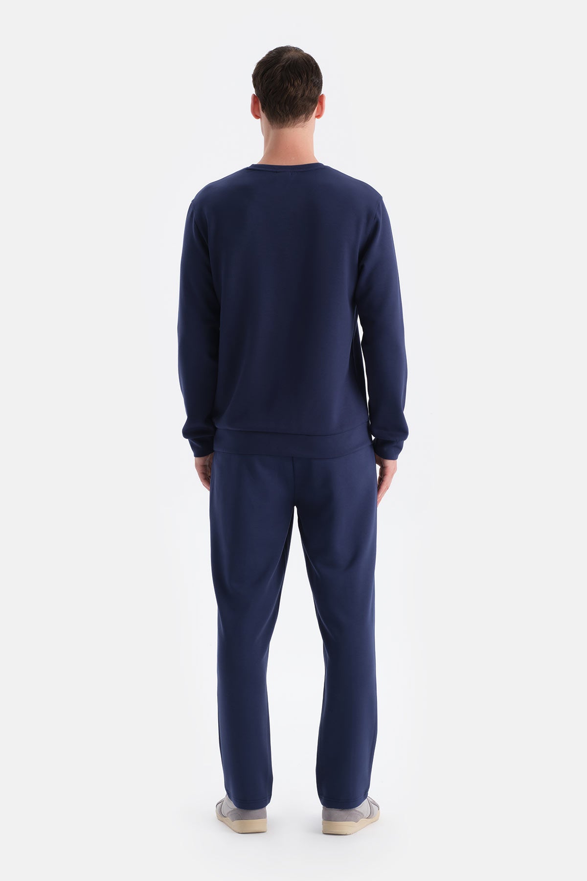 Lacivert Scuba Bisiklet Yaka Sweatshirt