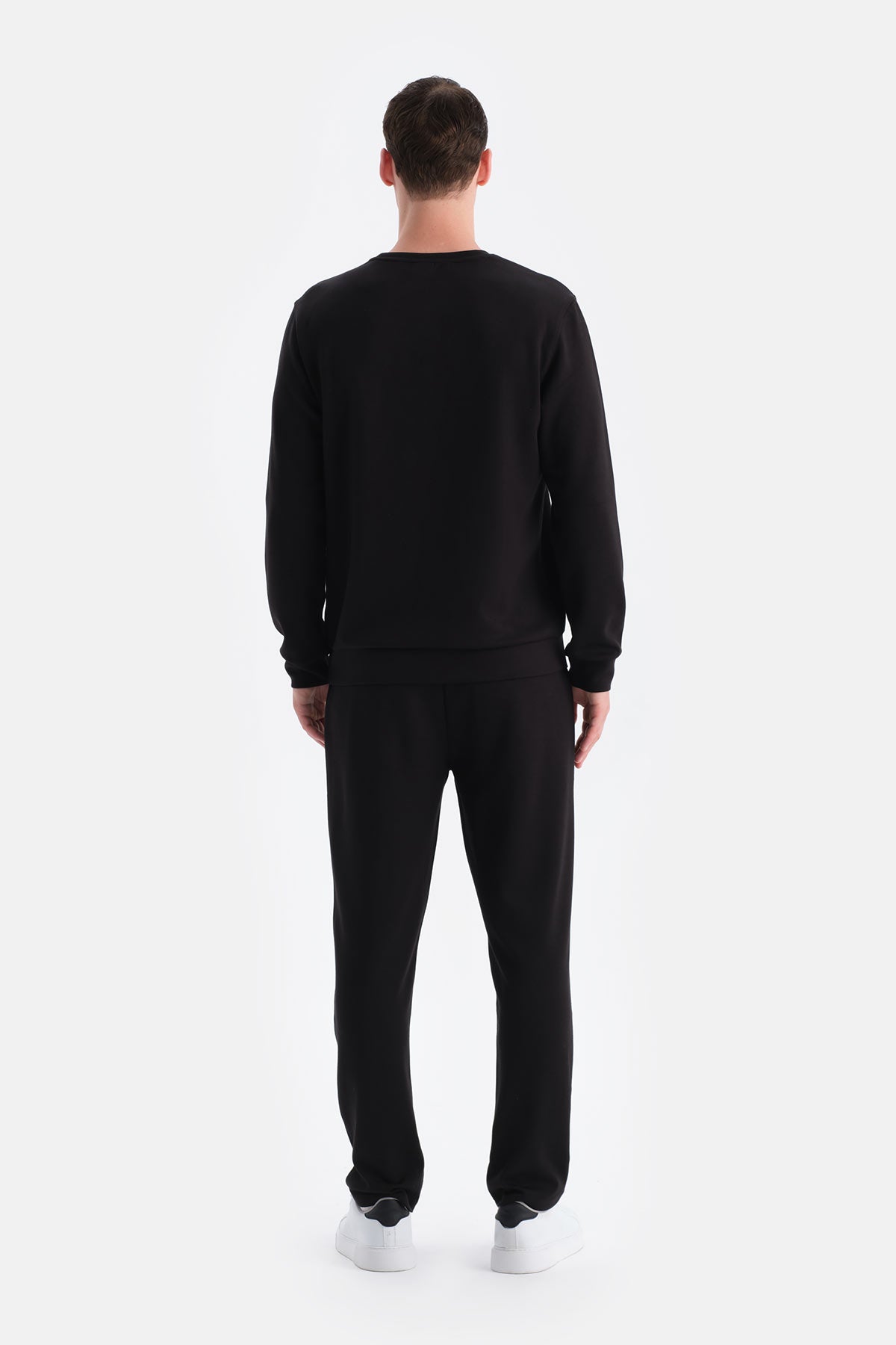 Siyah Scuba Bisiklet Yaka Sweatshirt