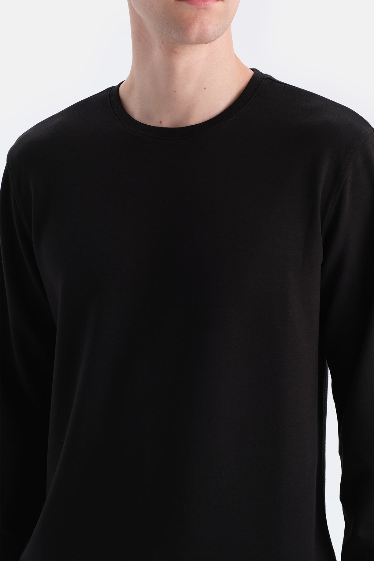 Siyah Scuba Bisiklet Yaka Sweatshirt