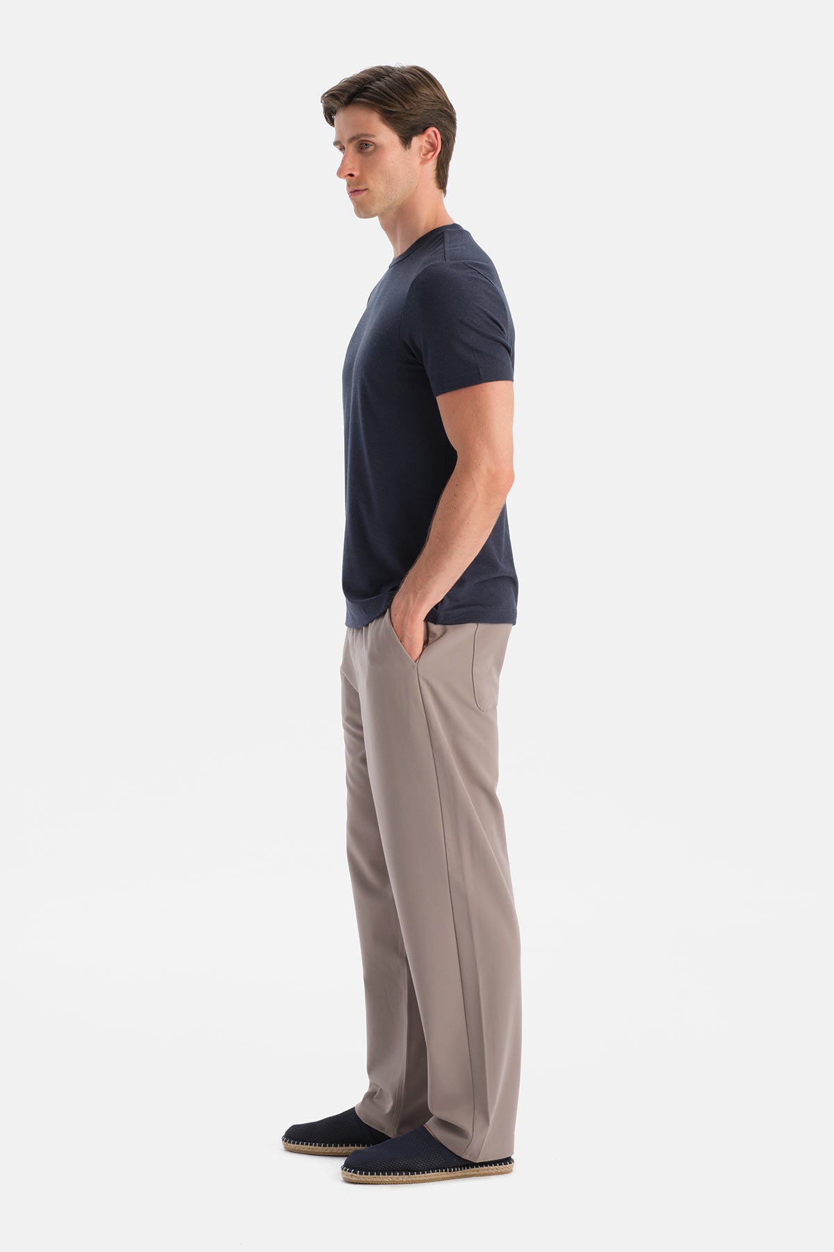 Lacivert Bis Yaka Soft Touch Tişört Regular