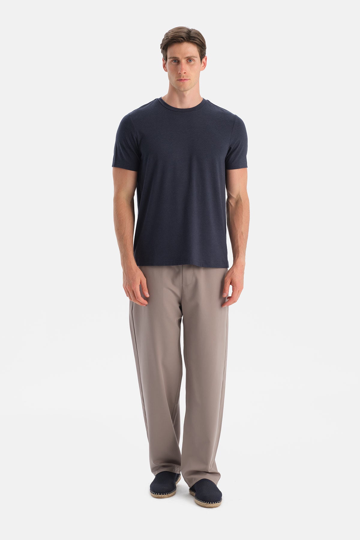 Lacivert Bis Yaka Soft Touch Tişört Regular