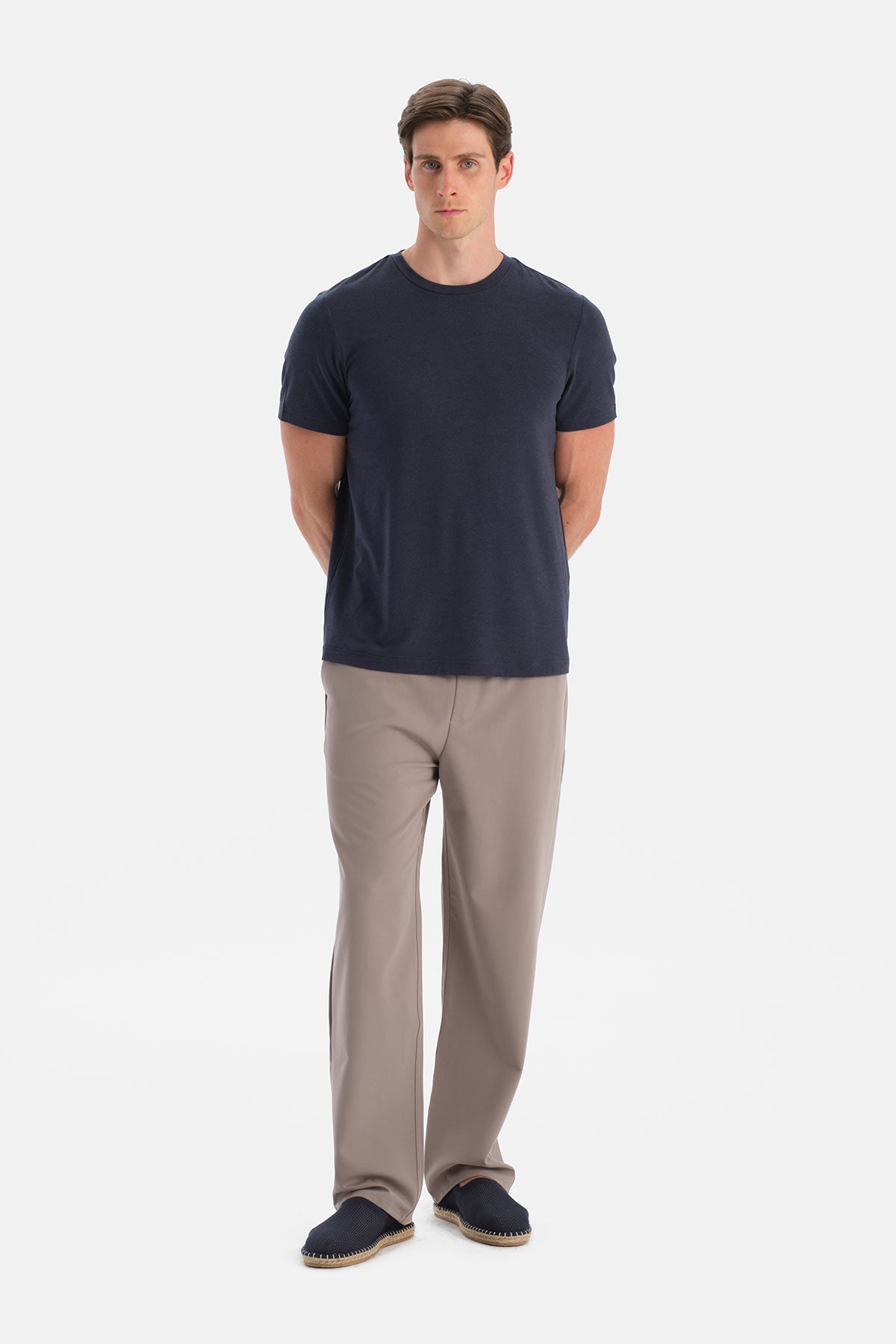 Lacivert Bis Yaka Soft Touch Tişört Regular