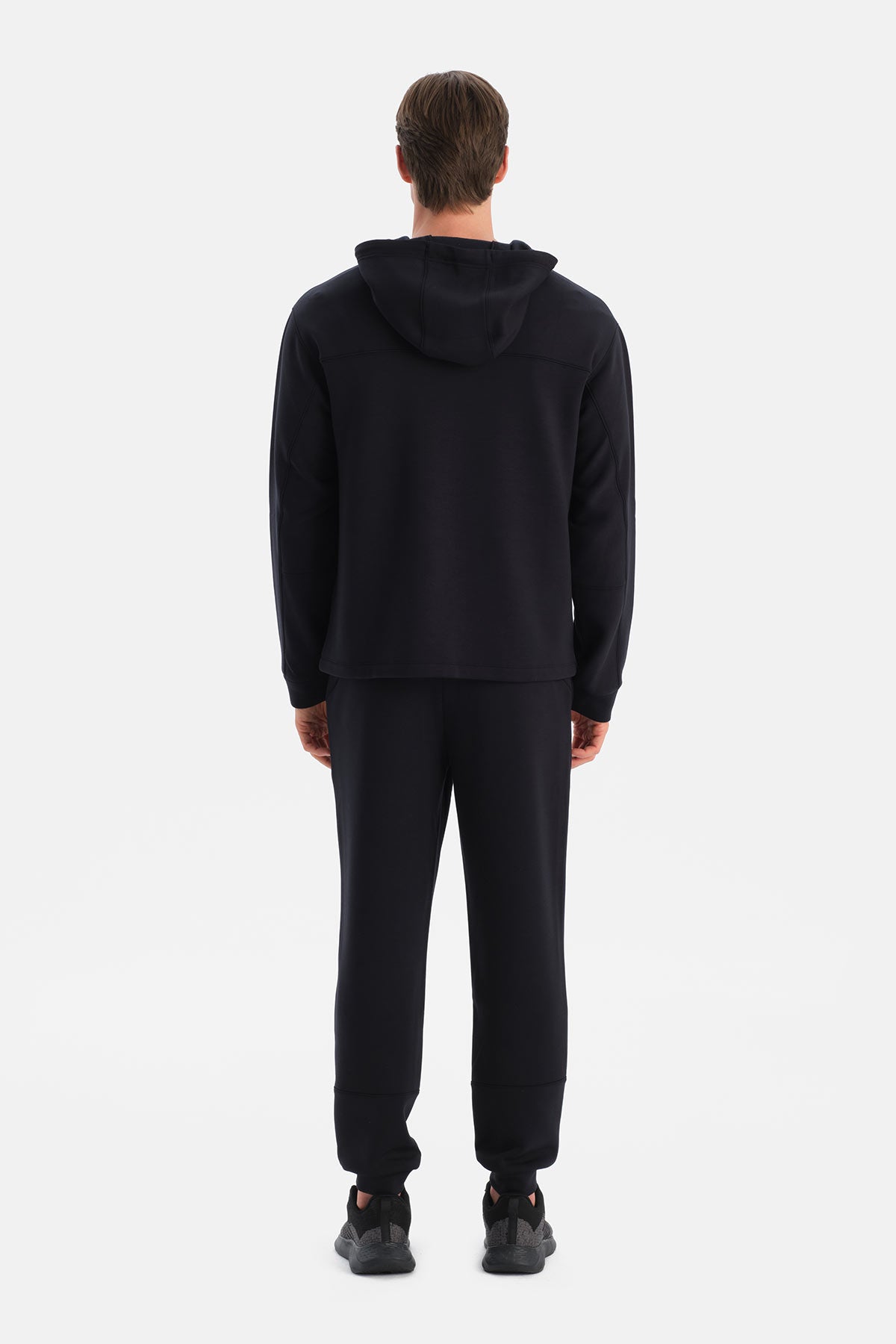 Siyah Erkek Kapüşonlu Modal Sweatshirt