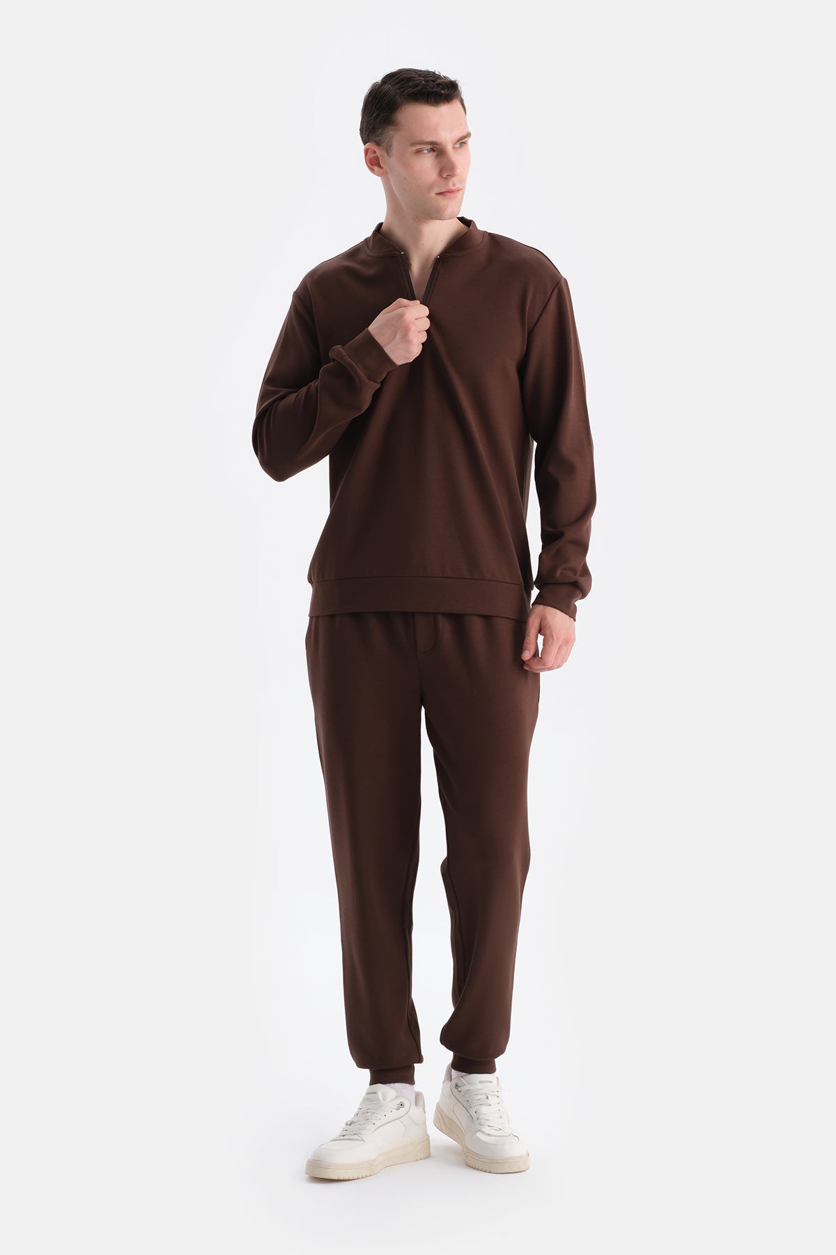 Koyu Kahve Jogger Paça Scuba Pantolon