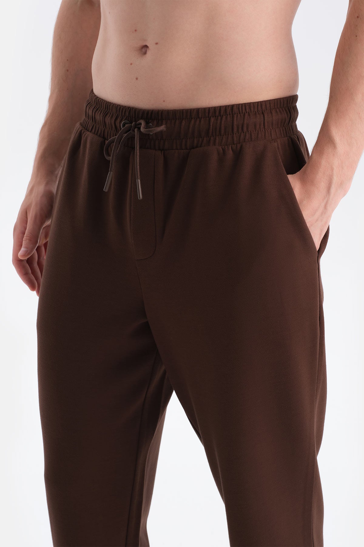 Koyu Kahve Jogger Paça Scuba Pantolon
