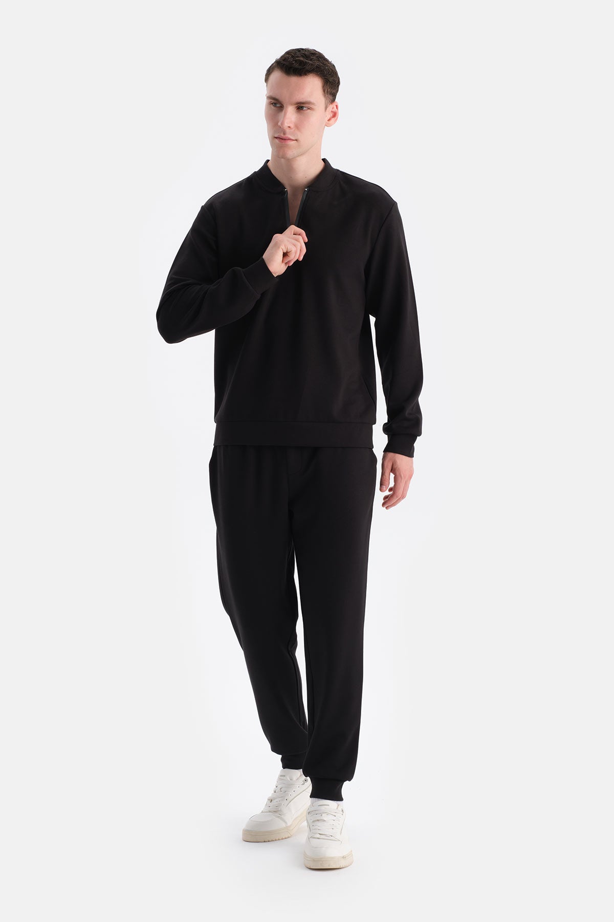 Siyah Jogger Paça Scuba Pantolon