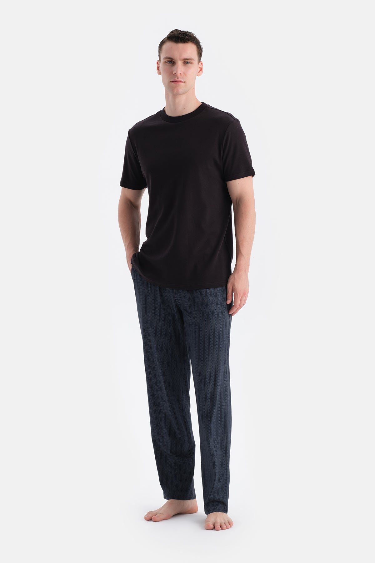 Lacivert Pamuk Modal İkili Örme Pantolon