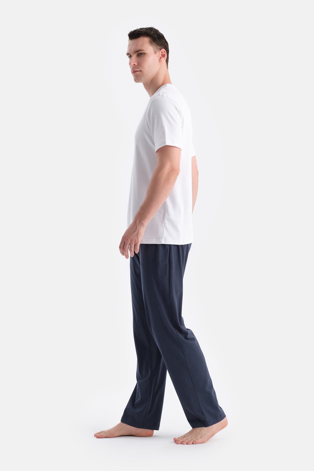 Lacivert Pamuk Modal İkili Örme Pantolon