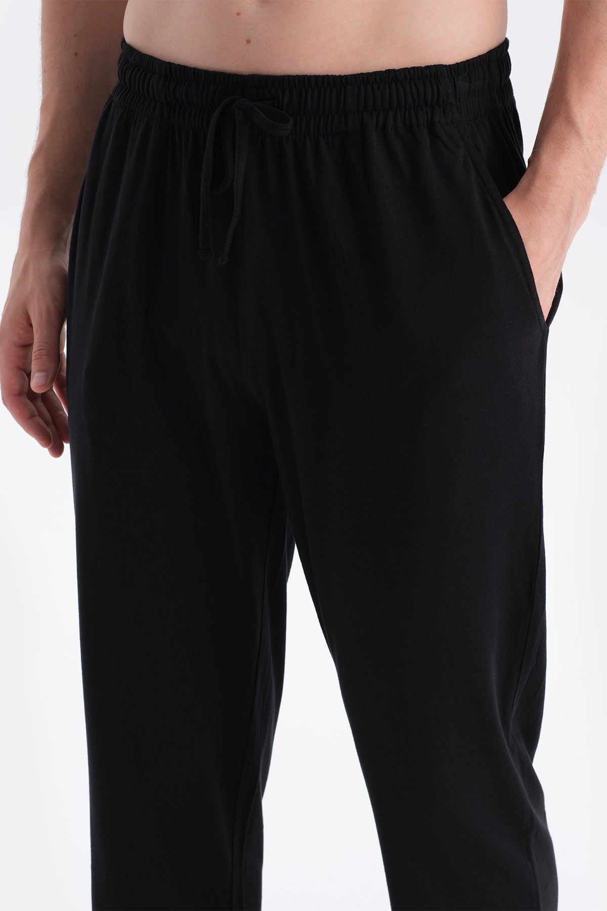 Siyah Pamuk Modal İkili Örme Pantolon