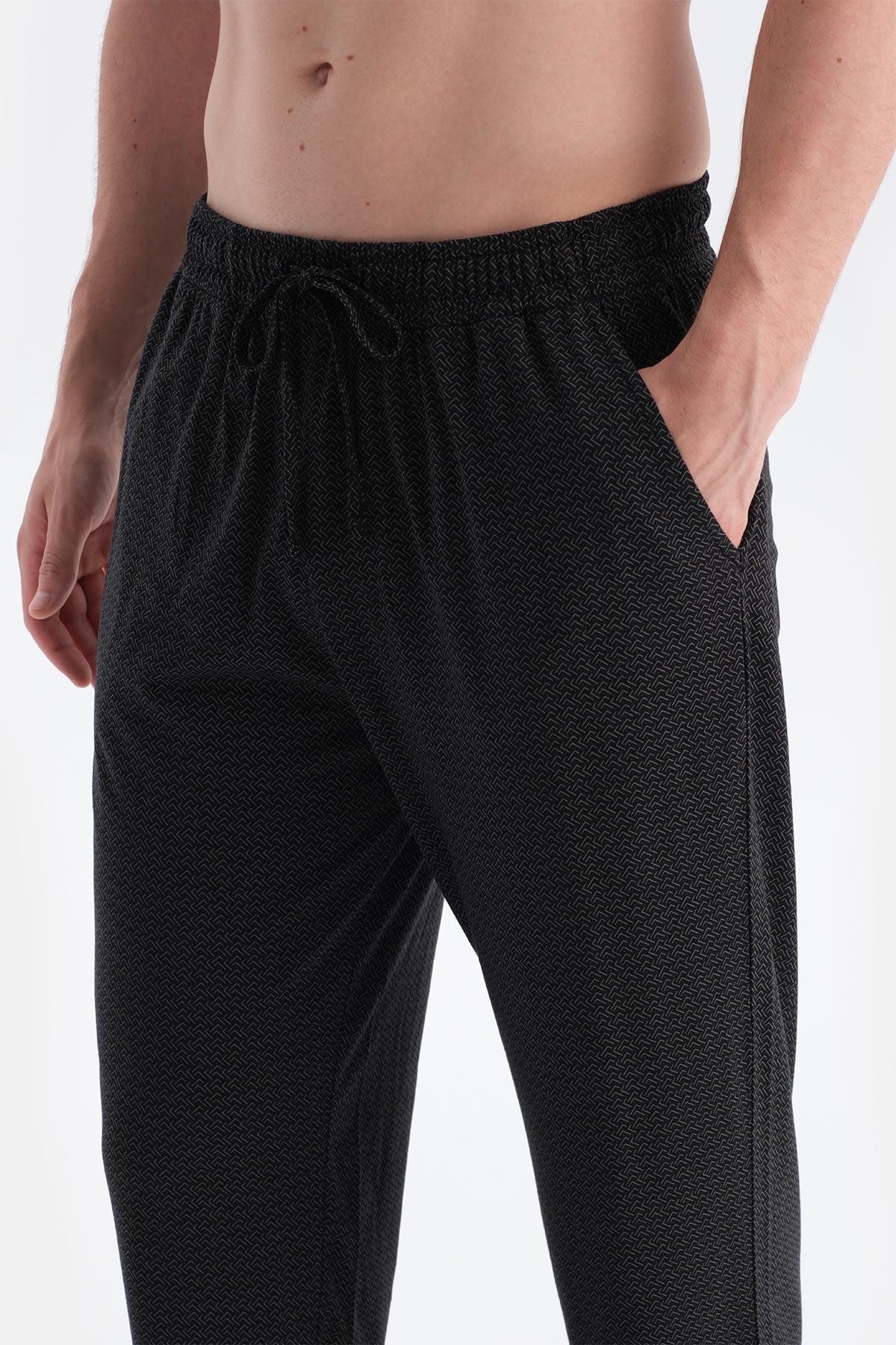 Siyah Pamuk Modal İkili Örme Pantolon