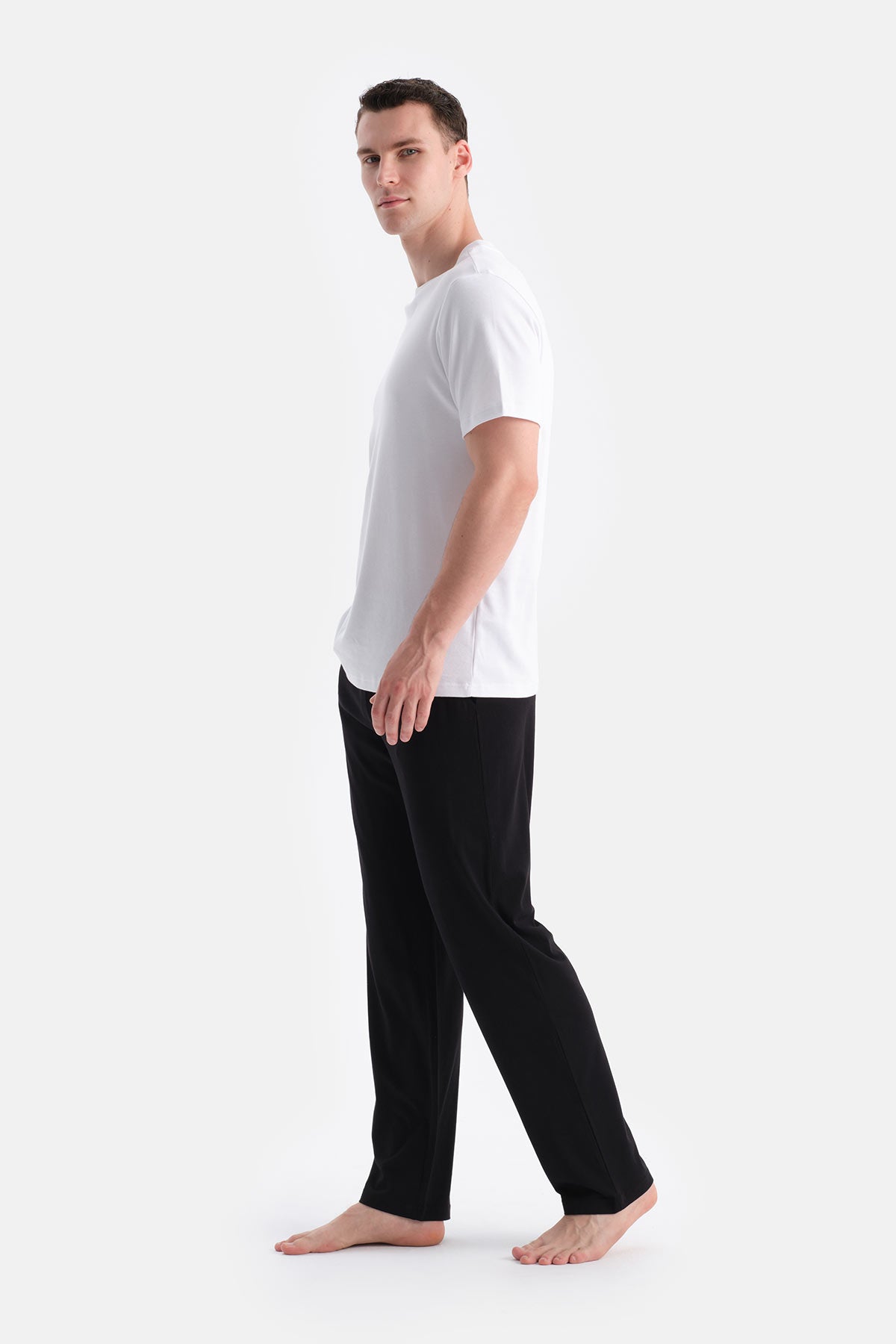 Bordo-Siyah Pamuk Modal İkili Örme Pantolon