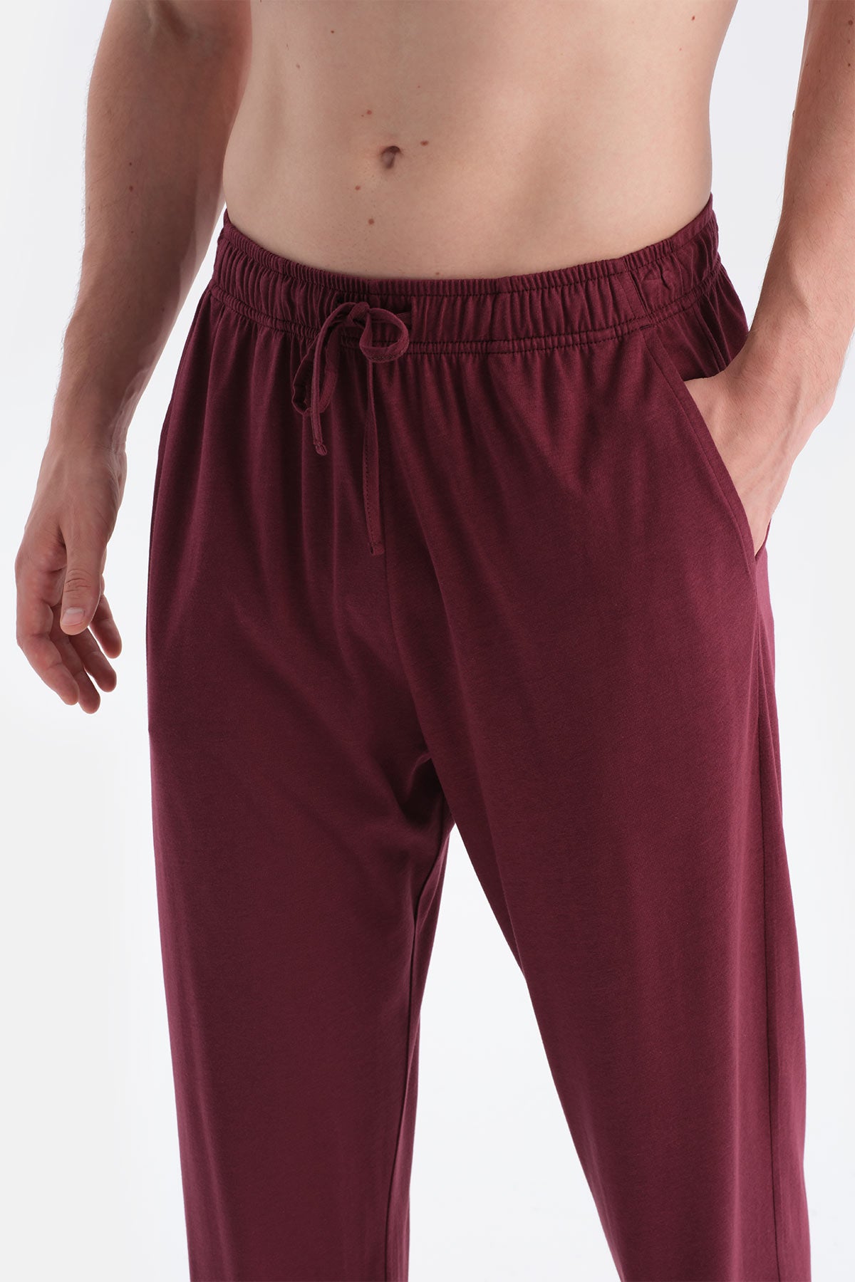 Bordo-Siyah Pamuk Modal İkili Örme Pantolon