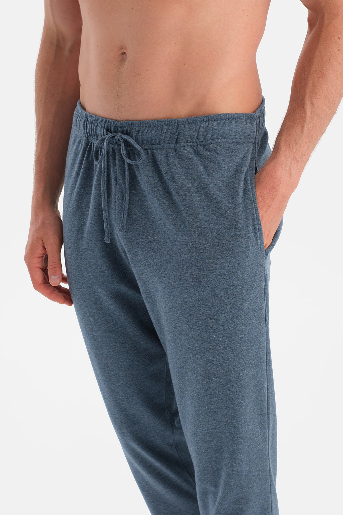 Indigo Melanj Parça Detaylı Uzun Kollu Pijama Takım